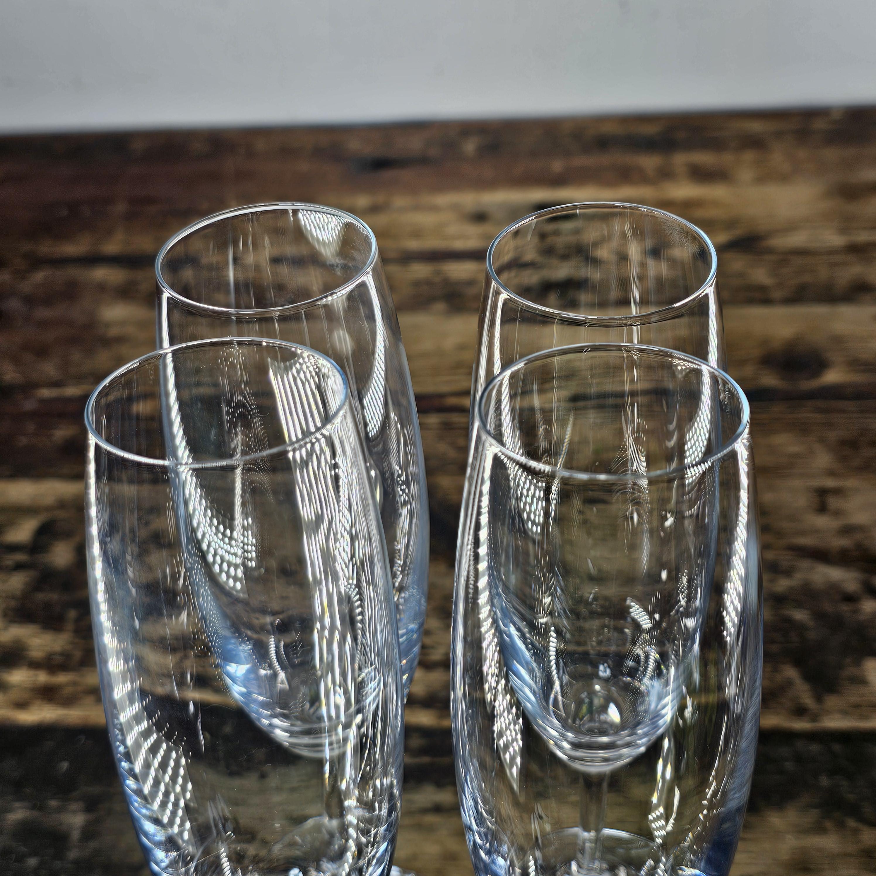 Beautiful Set of 4 MIKASA Crystal Champagne Flutes 9.5"H