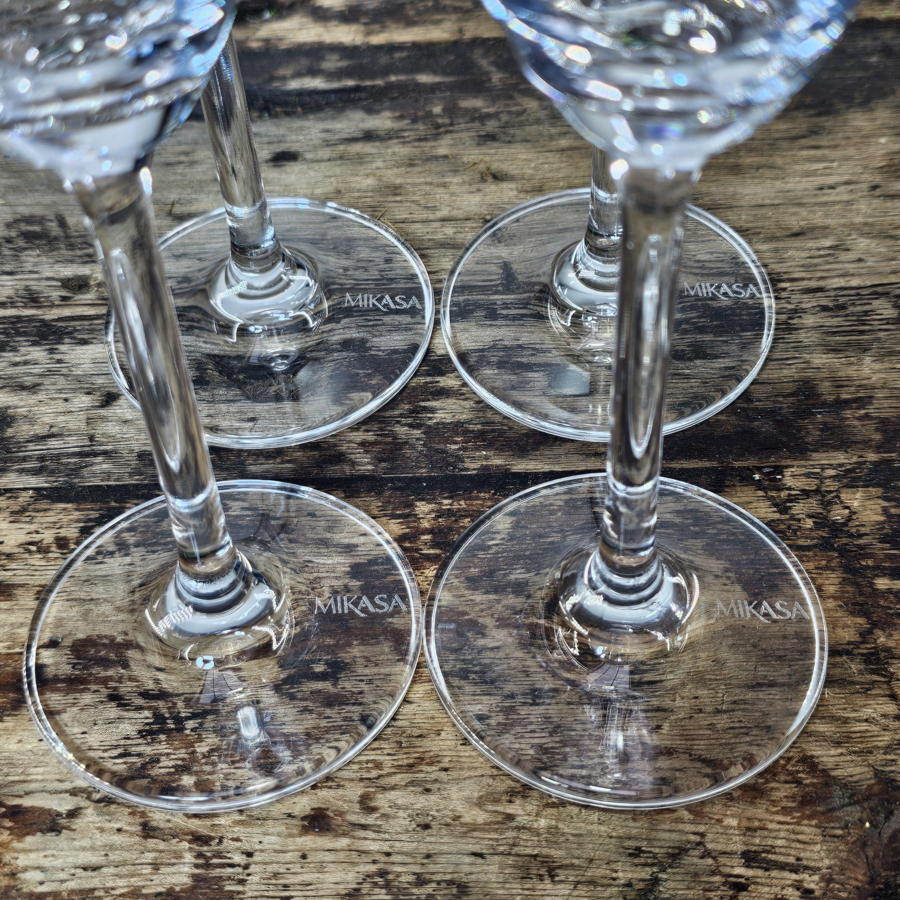 Beautiful Set of 4 MIKASA Crystal Champagne Flutes 9.5"H
