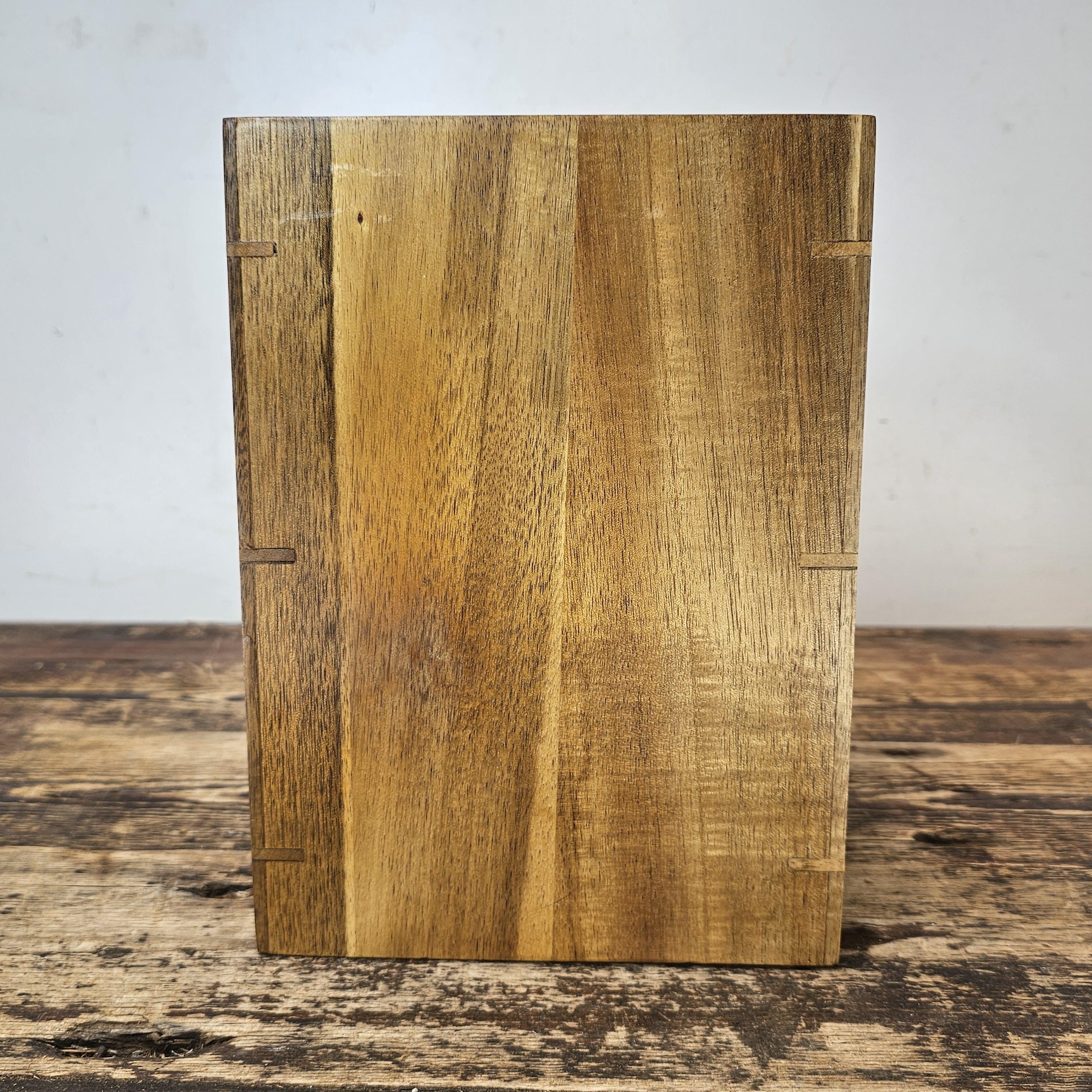 Medium Acacia Wood Wastebasket - Storage Container 8.5"L × 7.25"W × 10"H