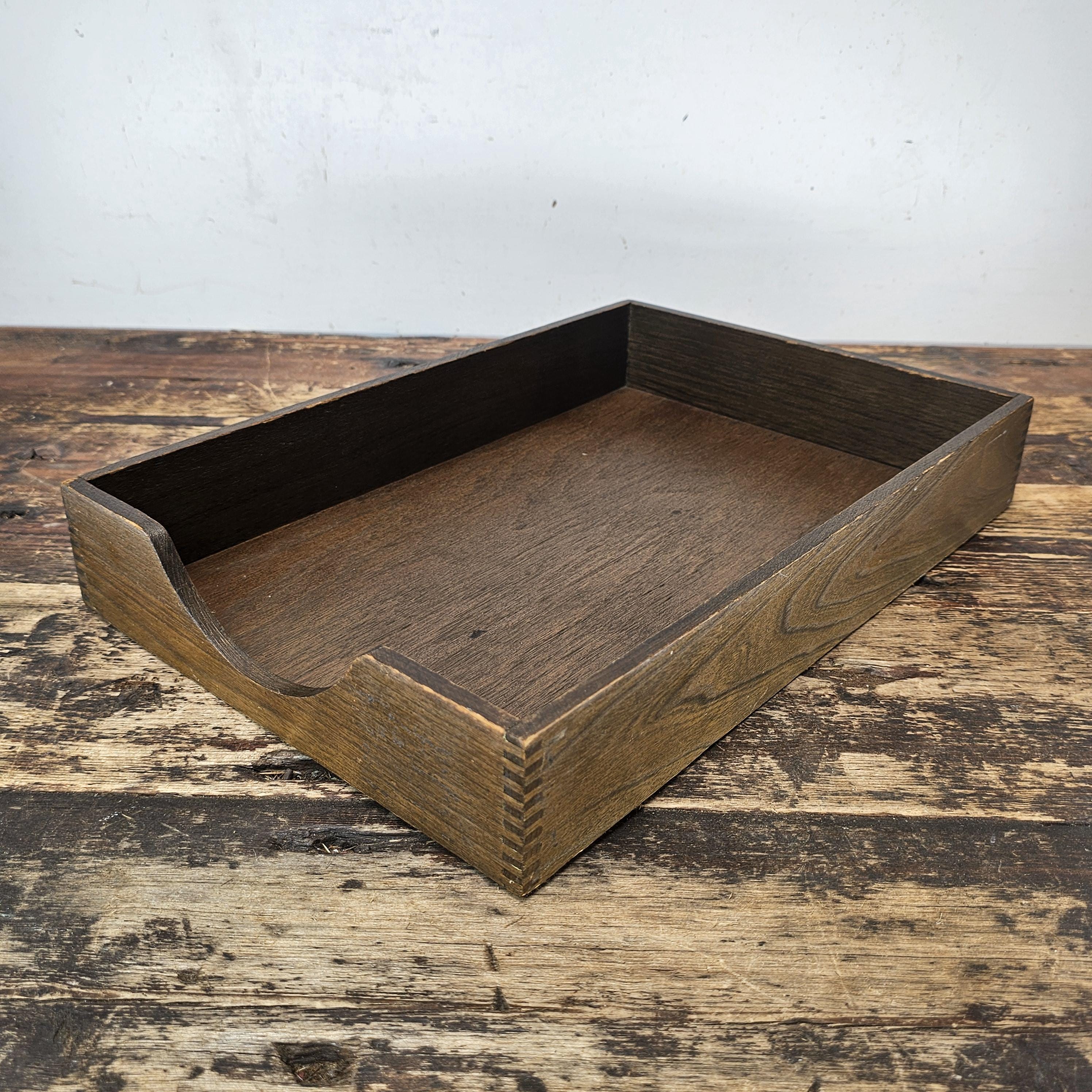 Vintage Hedges Files "The Line" No. 1722 Oak Wood Paper Tray