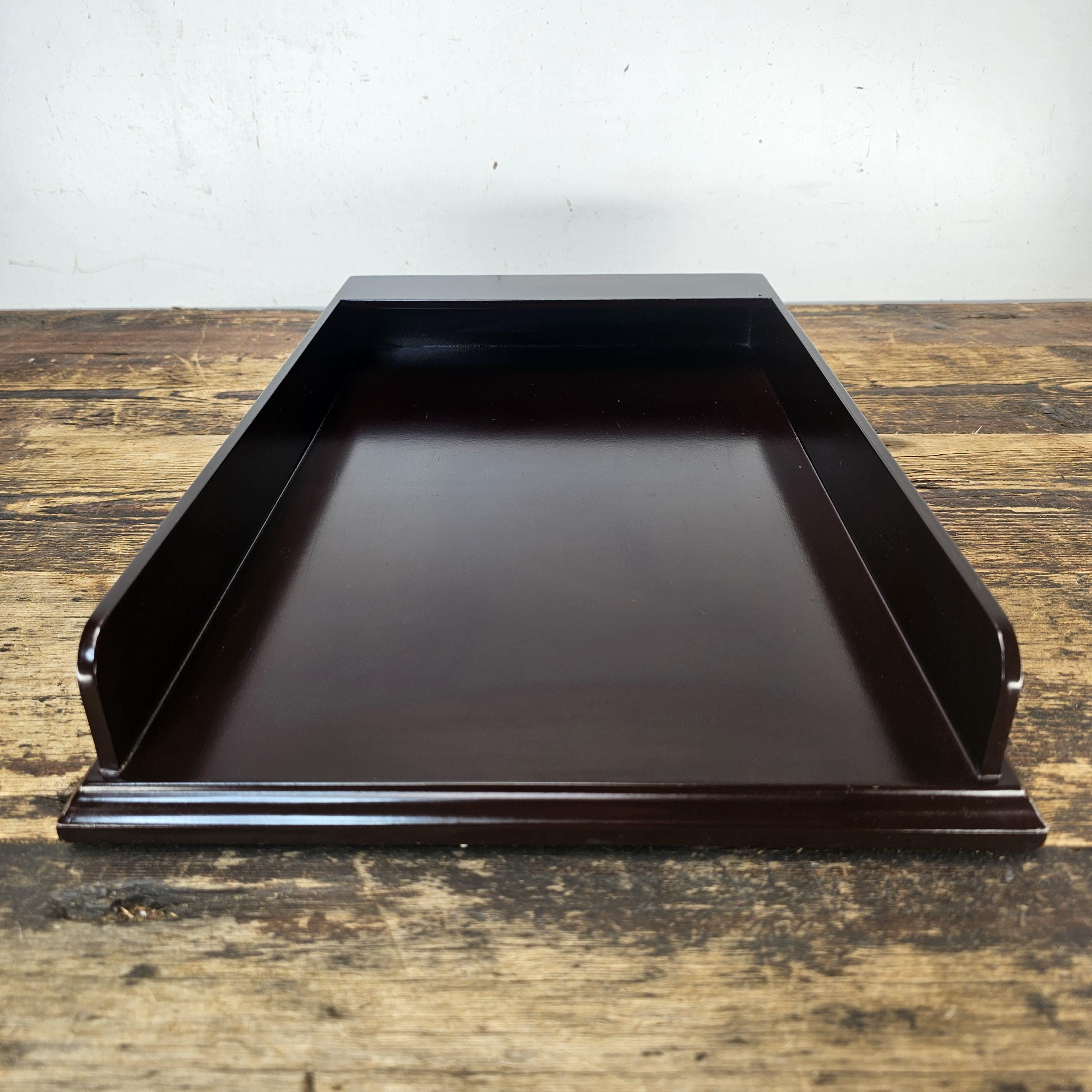 Premium Wooden Display Tray - Dark Mahogany Finish 15.75"L × 10.25"W × 2.25"H