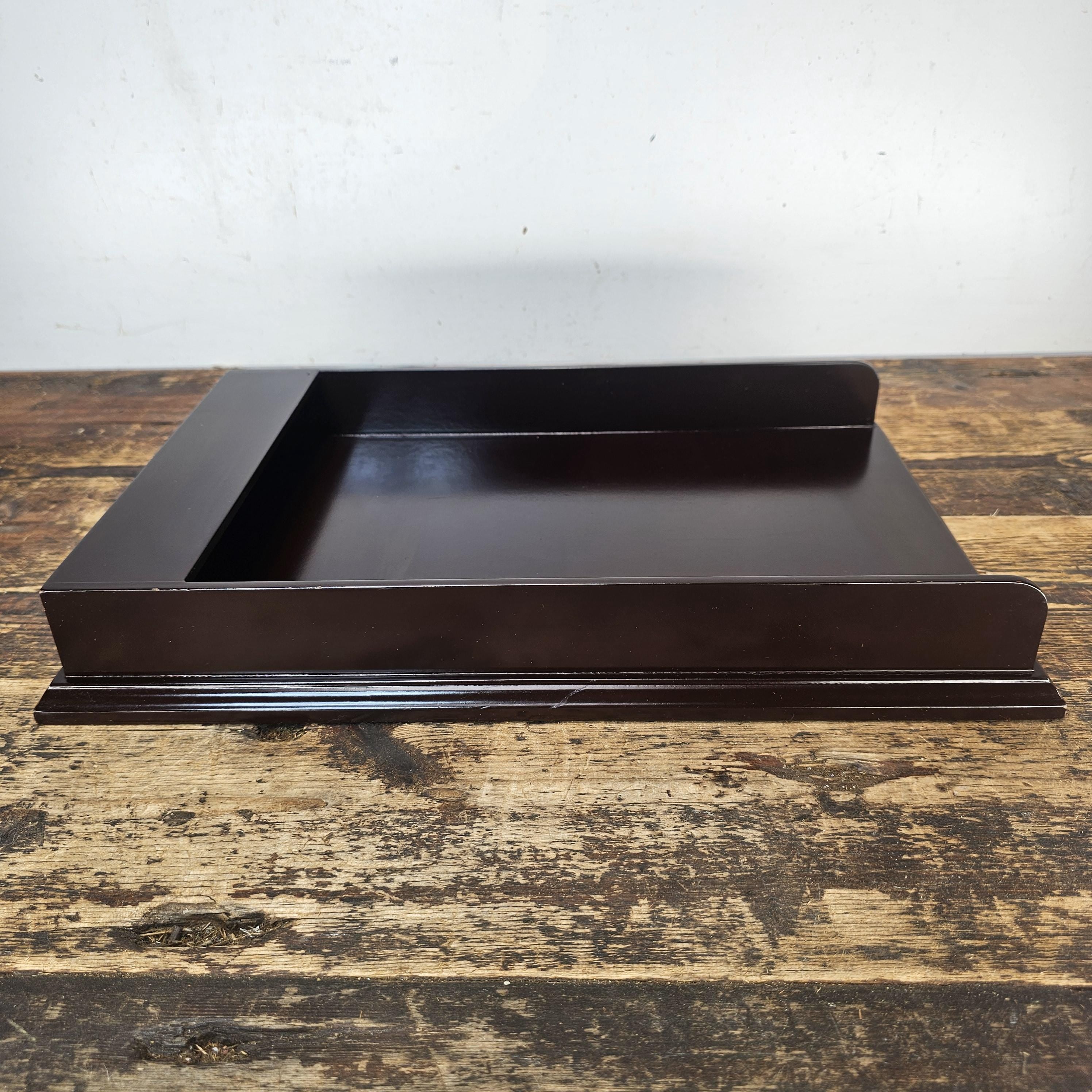 Premium Wooden Display Tray - Dark Mahogany Finish 15.75"L × 10.25"W × 2.25"H
