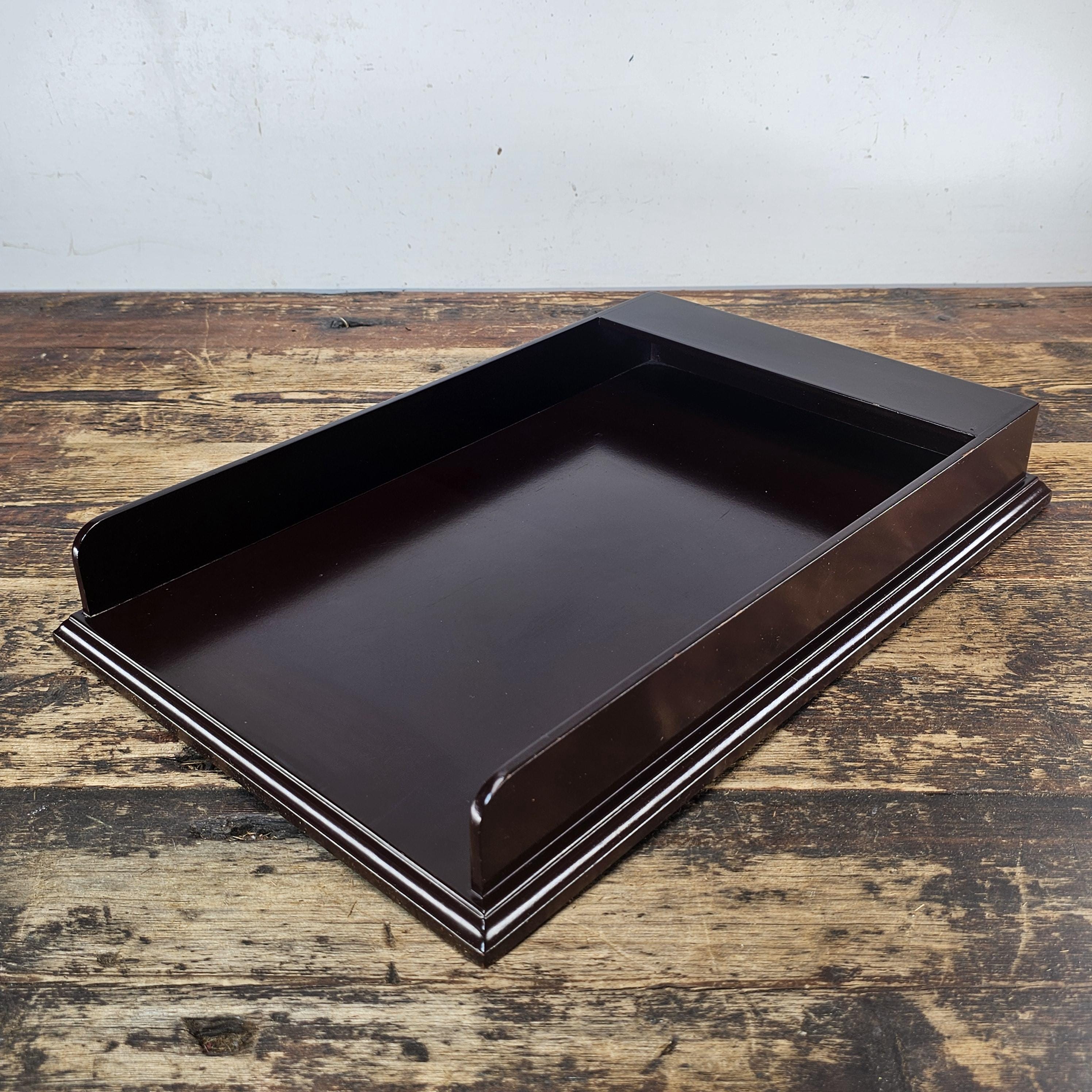 Premium Wooden Display Tray - Dark Mahogany Finish 15.75"L × 10.25"W × 2.25"H