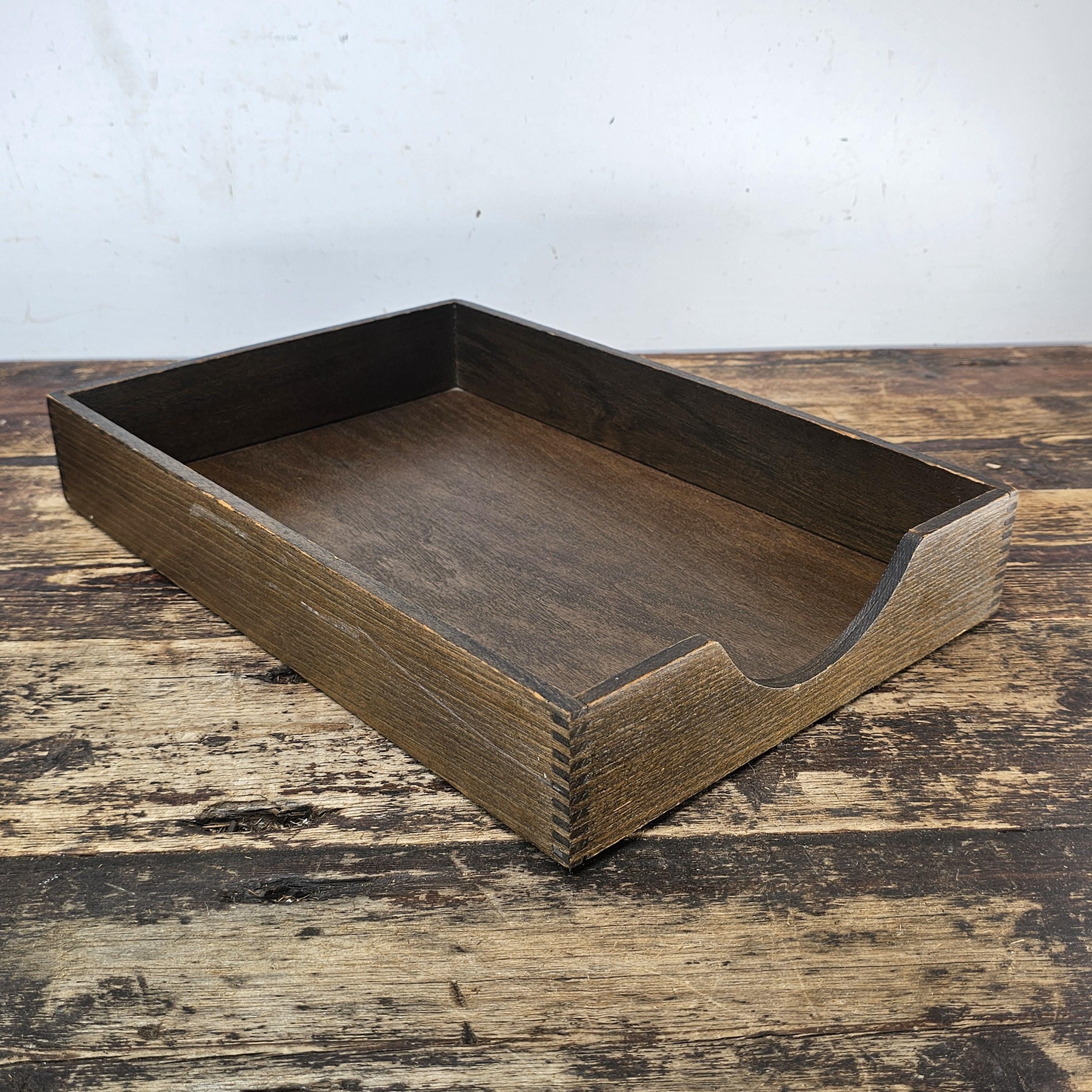 Vintage Hedges Files "The Line" No. 1722 Oak Wood Paper Tray