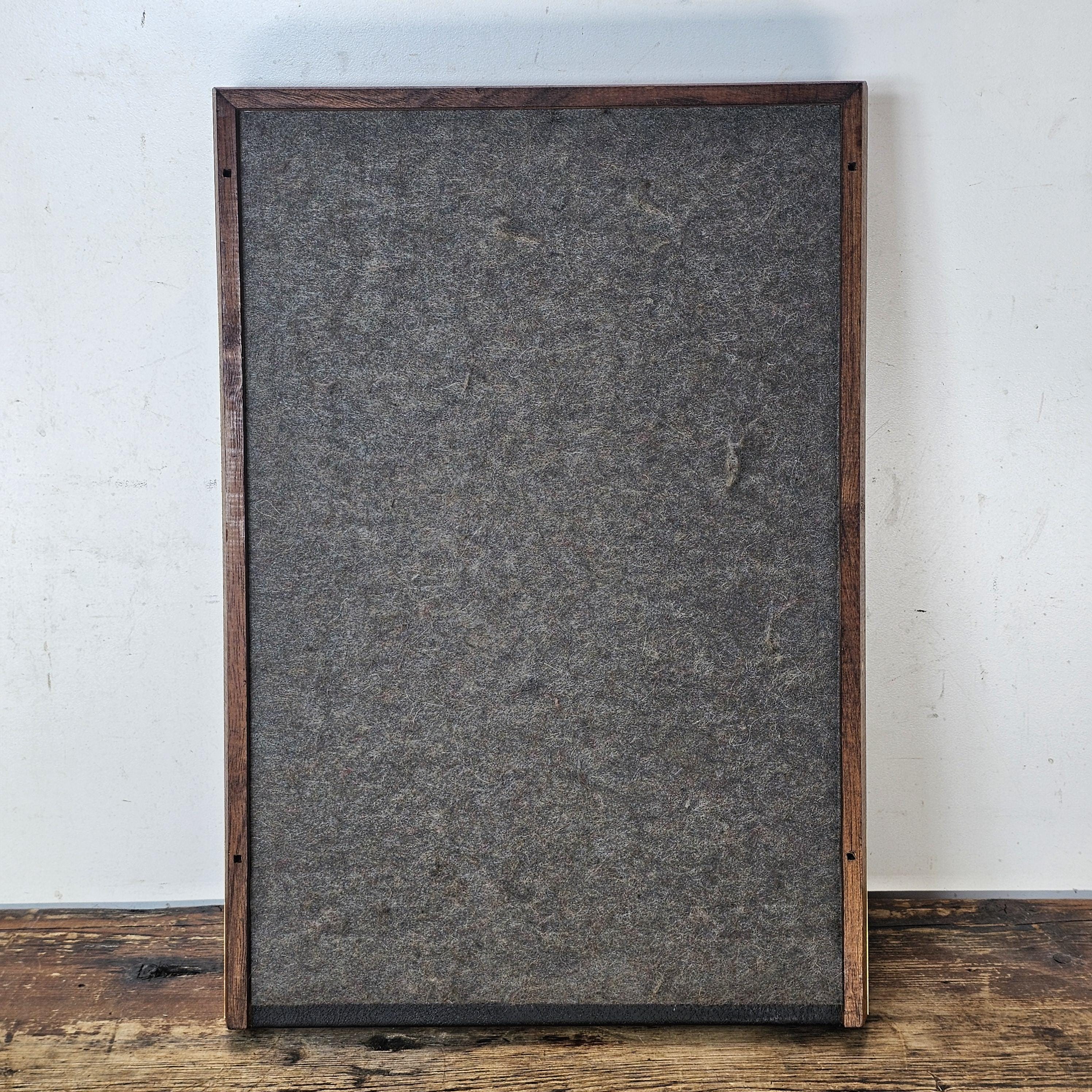 Executive Wood Desk Tray w/ Gold Metal Rim & Black Leather Style Interior