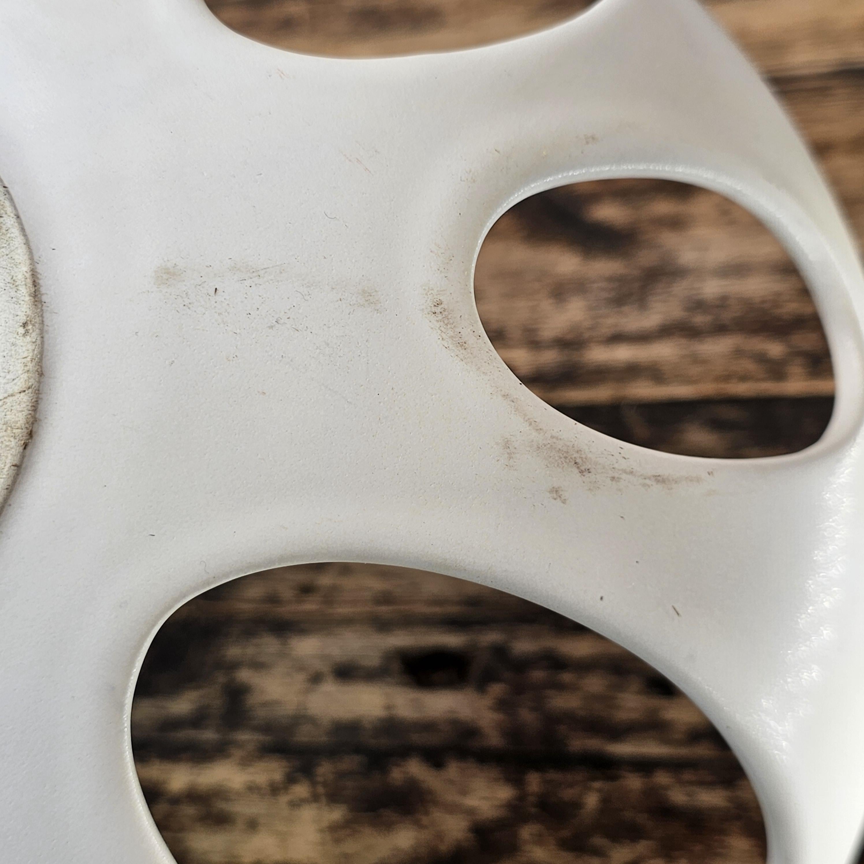 Modernist White Ceramic Pierced Fruit Bowl 12.25"Diam x 5"H