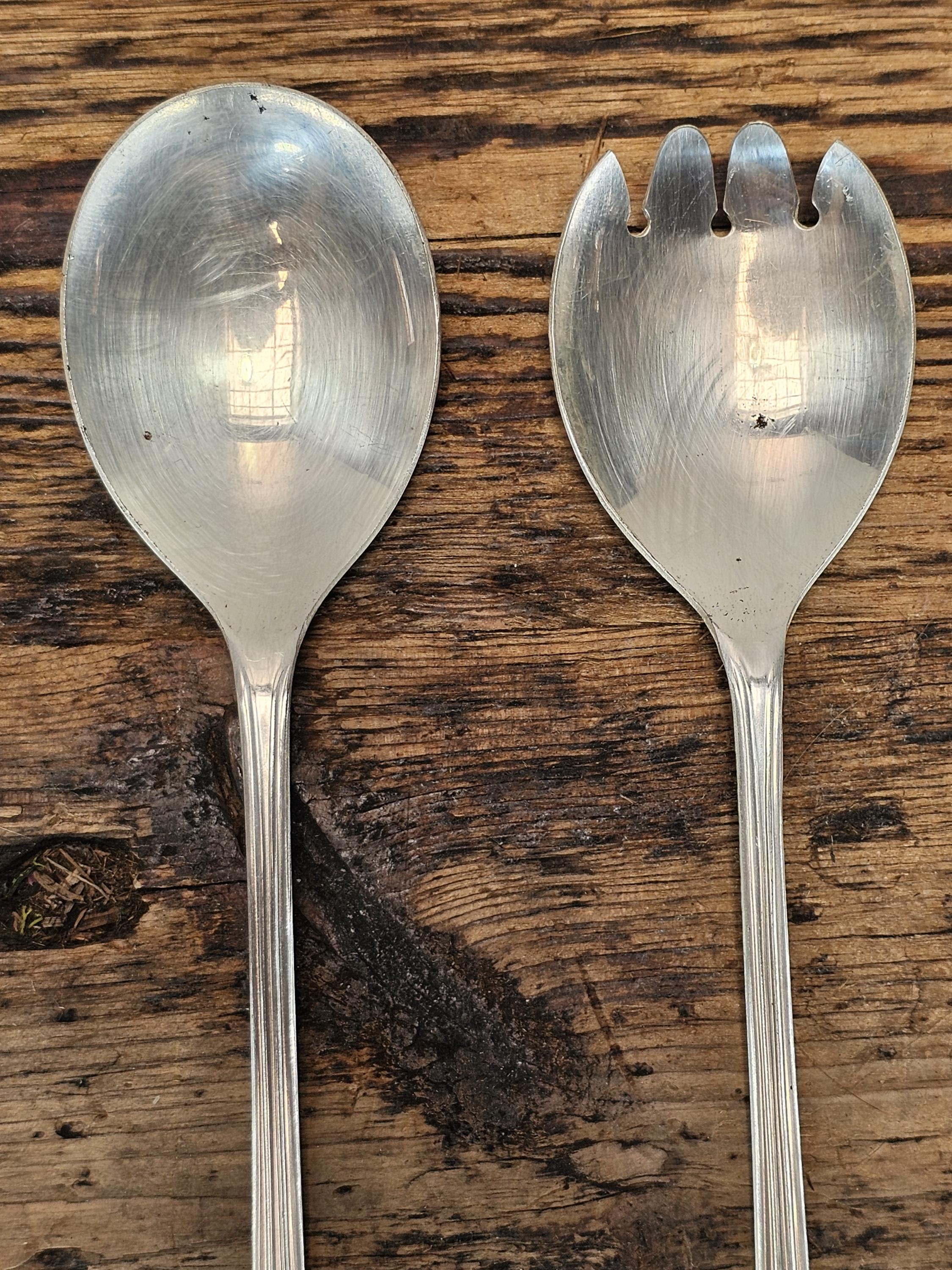 Vintage 1960s Salad Server Set by William Adams of Sheffield 9.25"