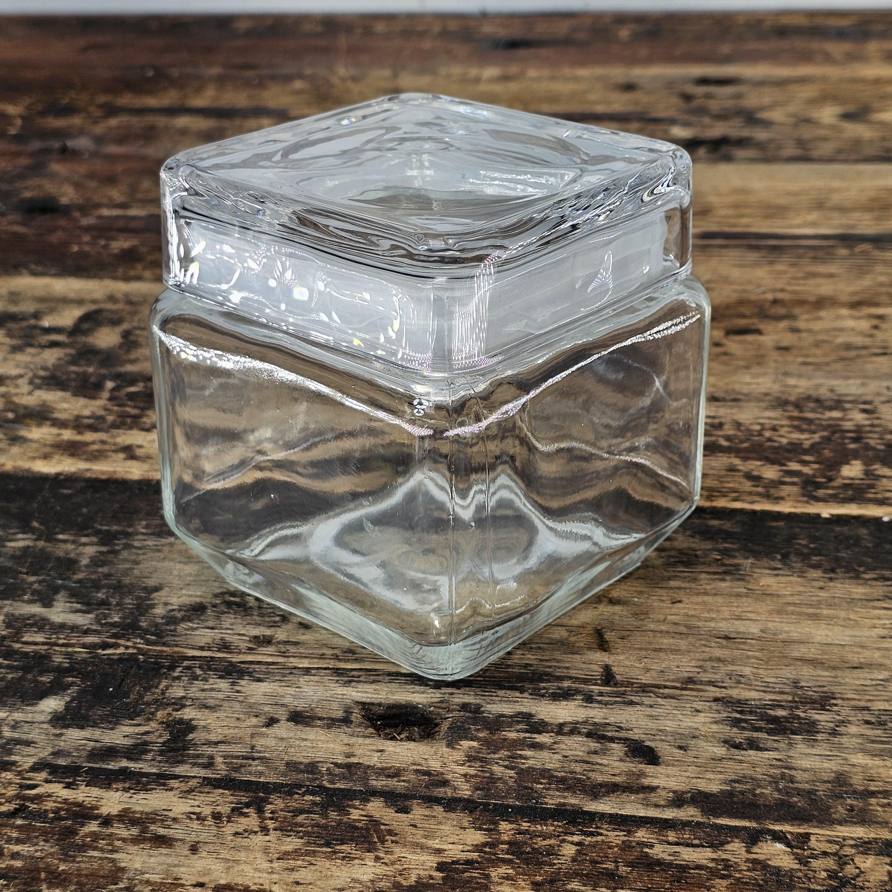 Vintage American-Made Square Glass Canister / Kitchen Storage Jar with Seal