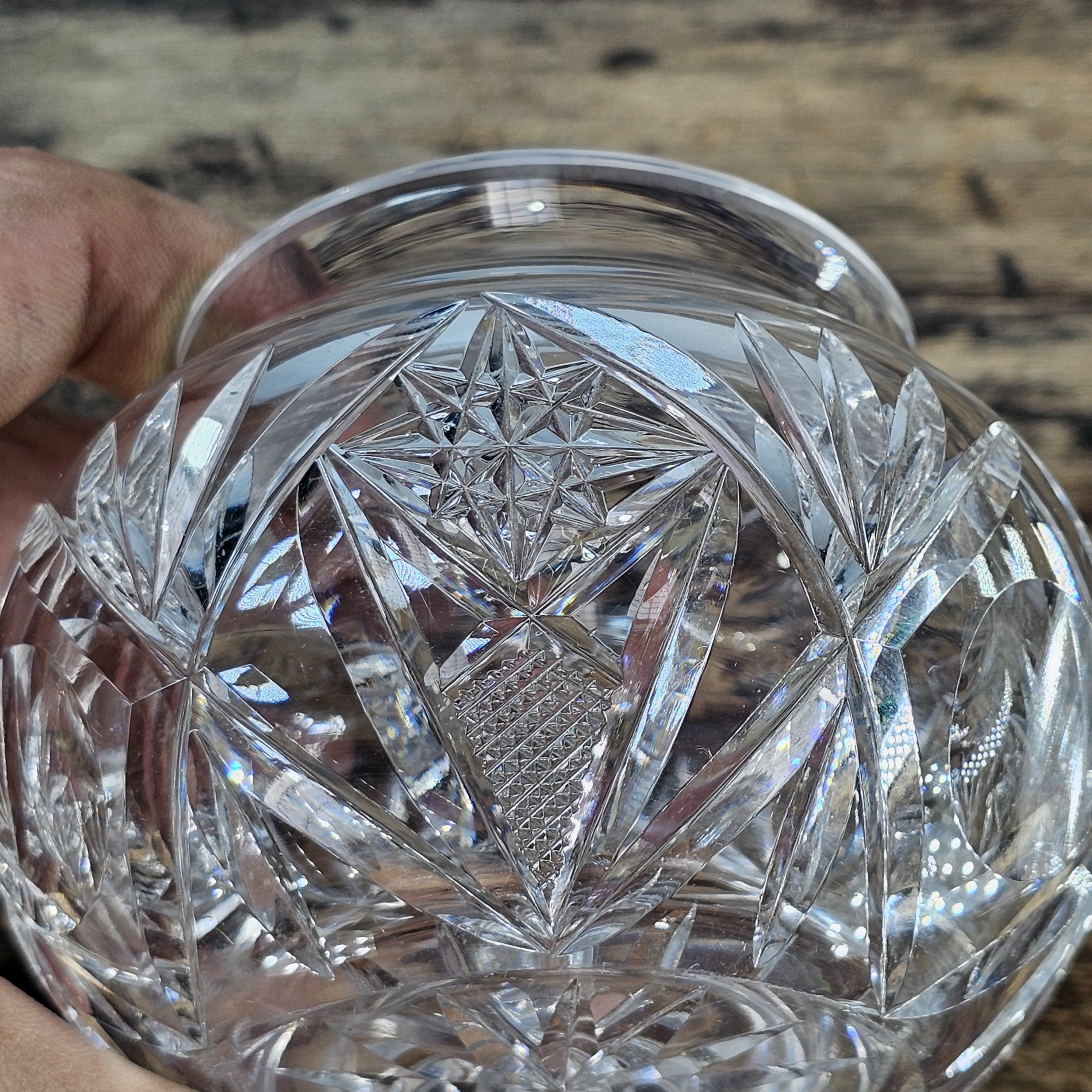 Antique American Brilliant Period Cut Crystal Vanity Powder Jar