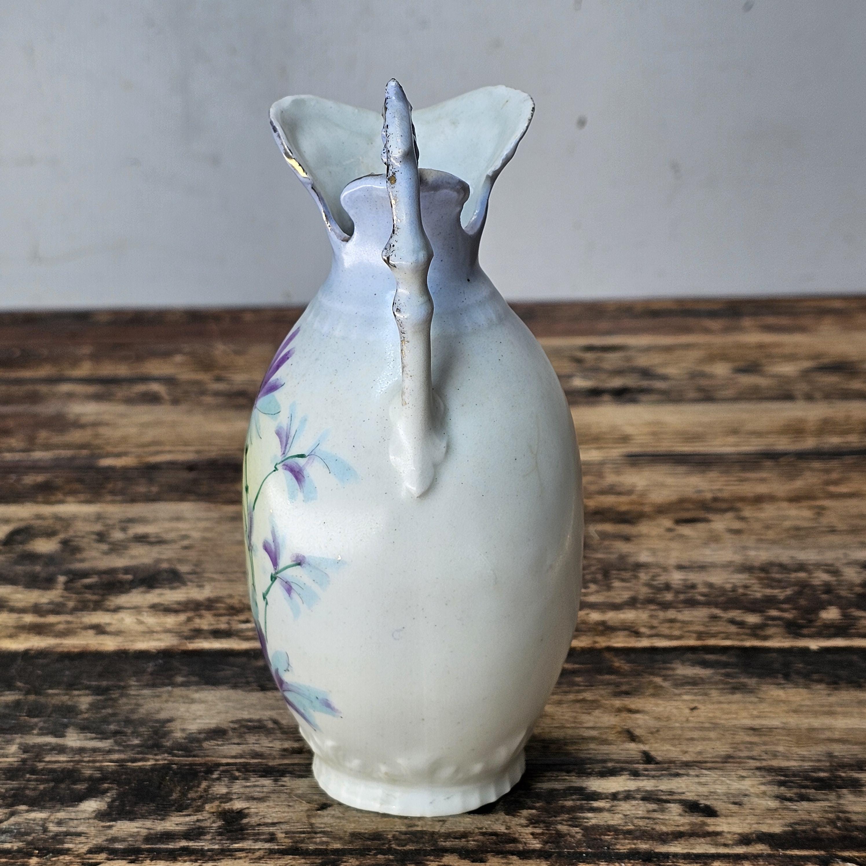 Antique Art Nouveau Floral Pitcher / Ewer, Made in Austria 6.25"H