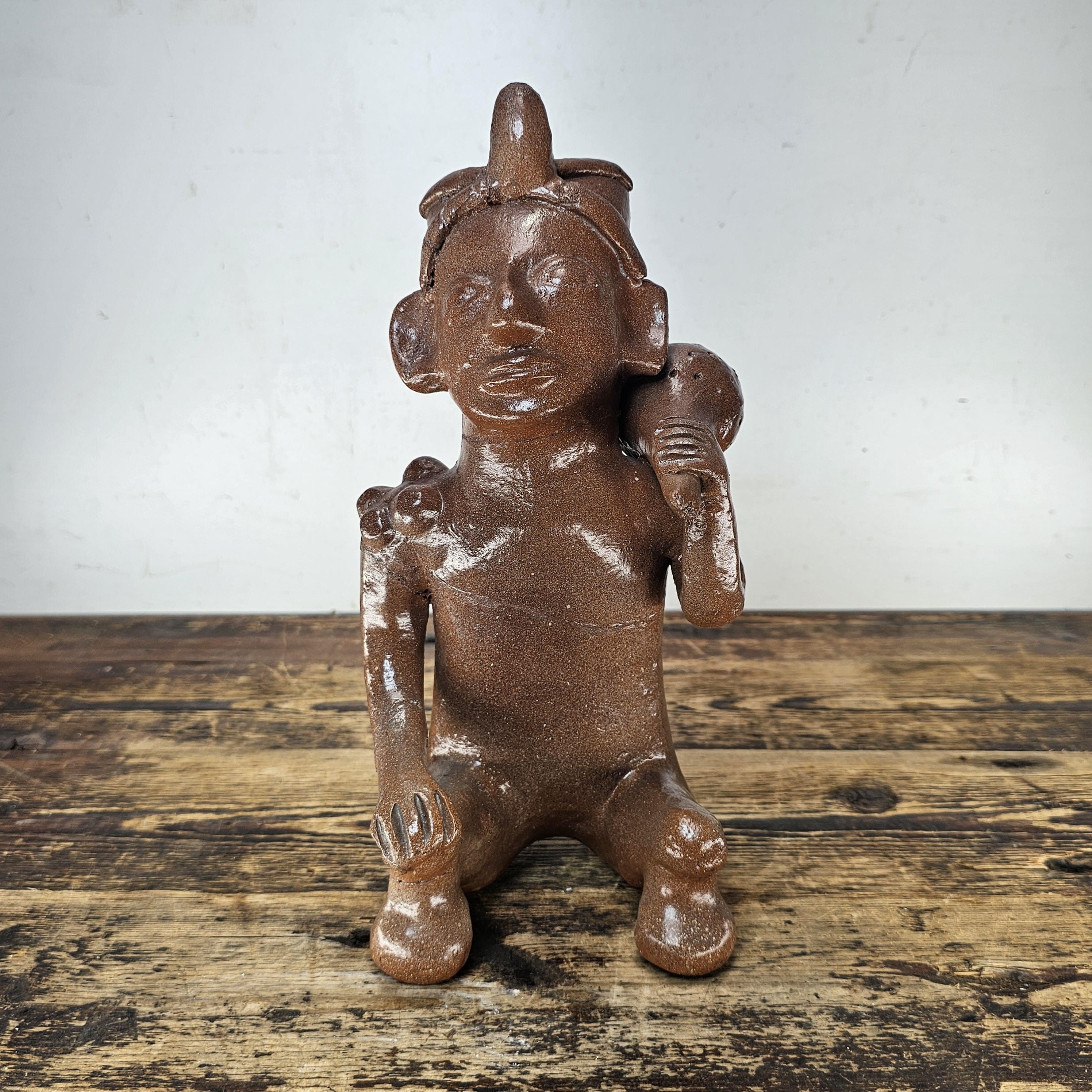 Mesoamerican Colima Warrior Effigy Heavy Terracotta 11.5"H