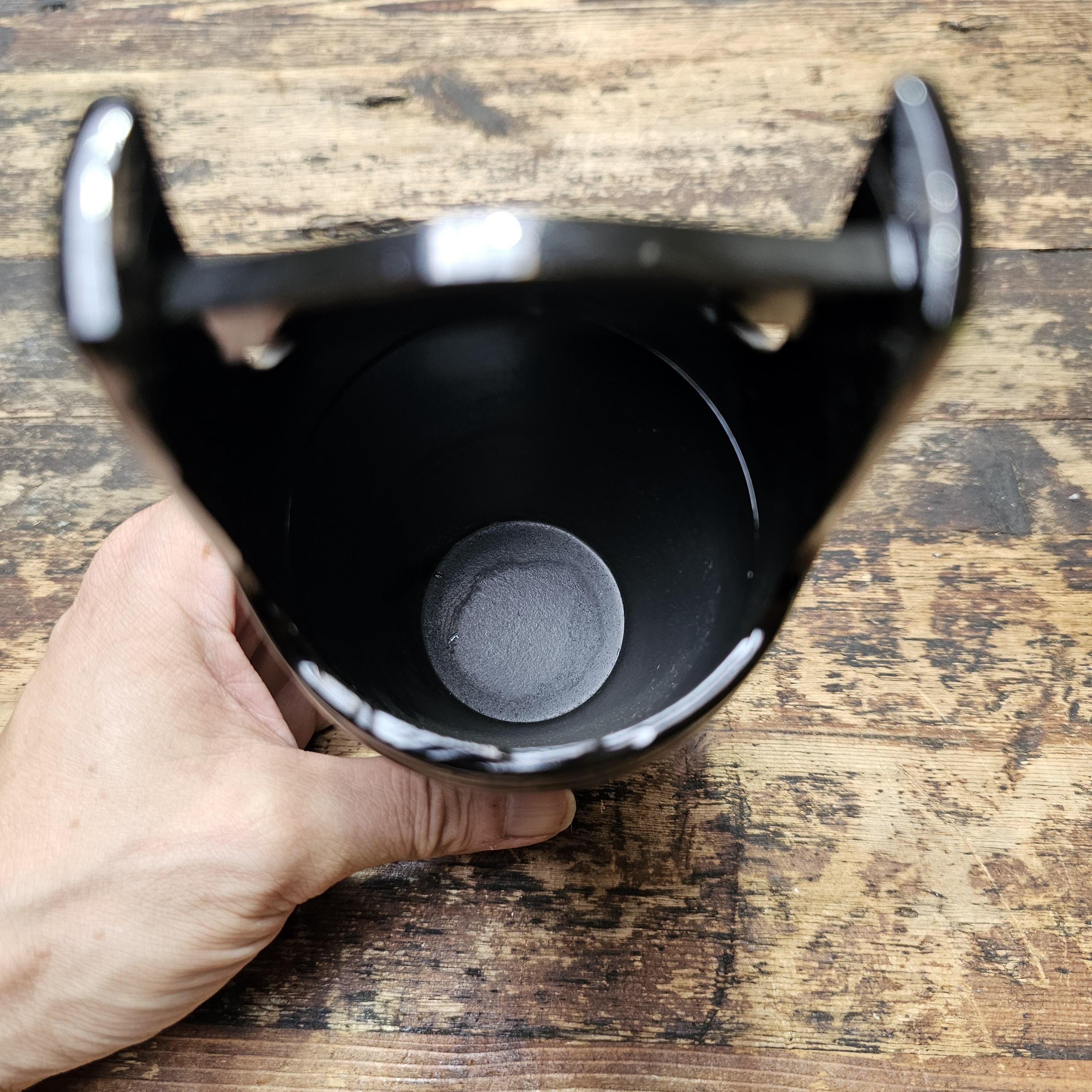 Vintage Yakumo-nuri Lacquerware Ikebana Vase | "Floating" Grape Leaves 8"H