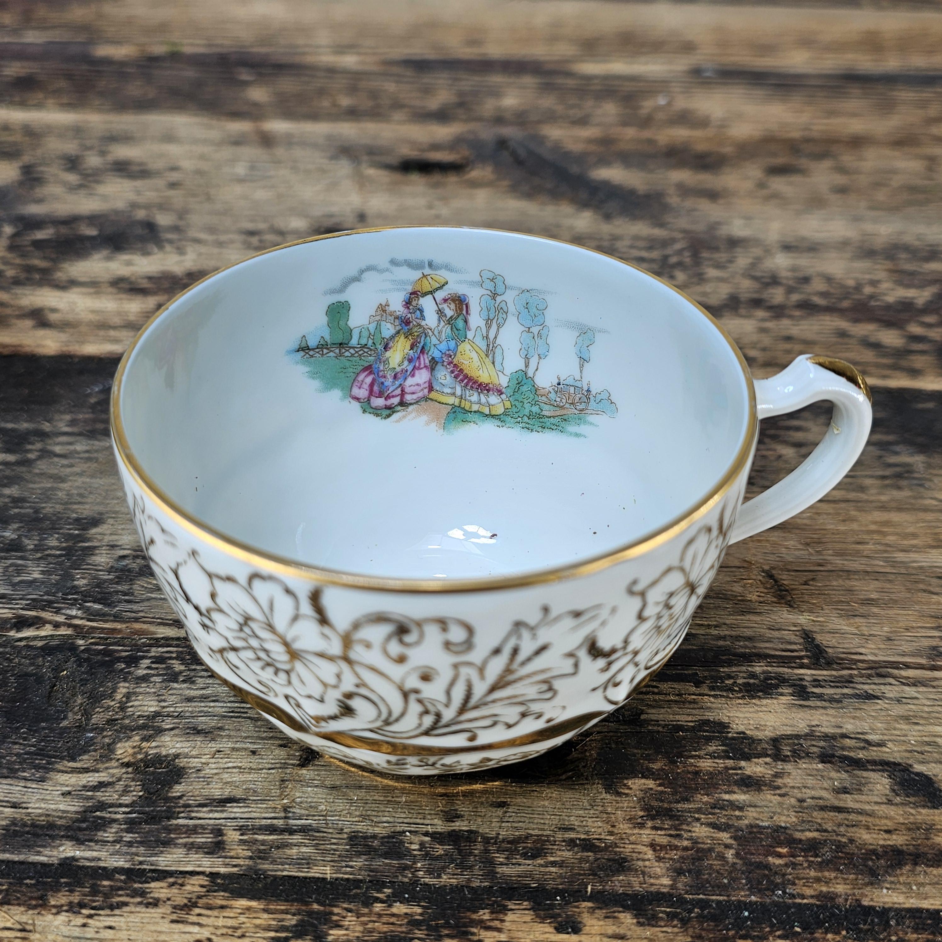 Vintage Haviland Limoges "Noble Ladies" Gold Gilt Tea Set - 5 Pcs