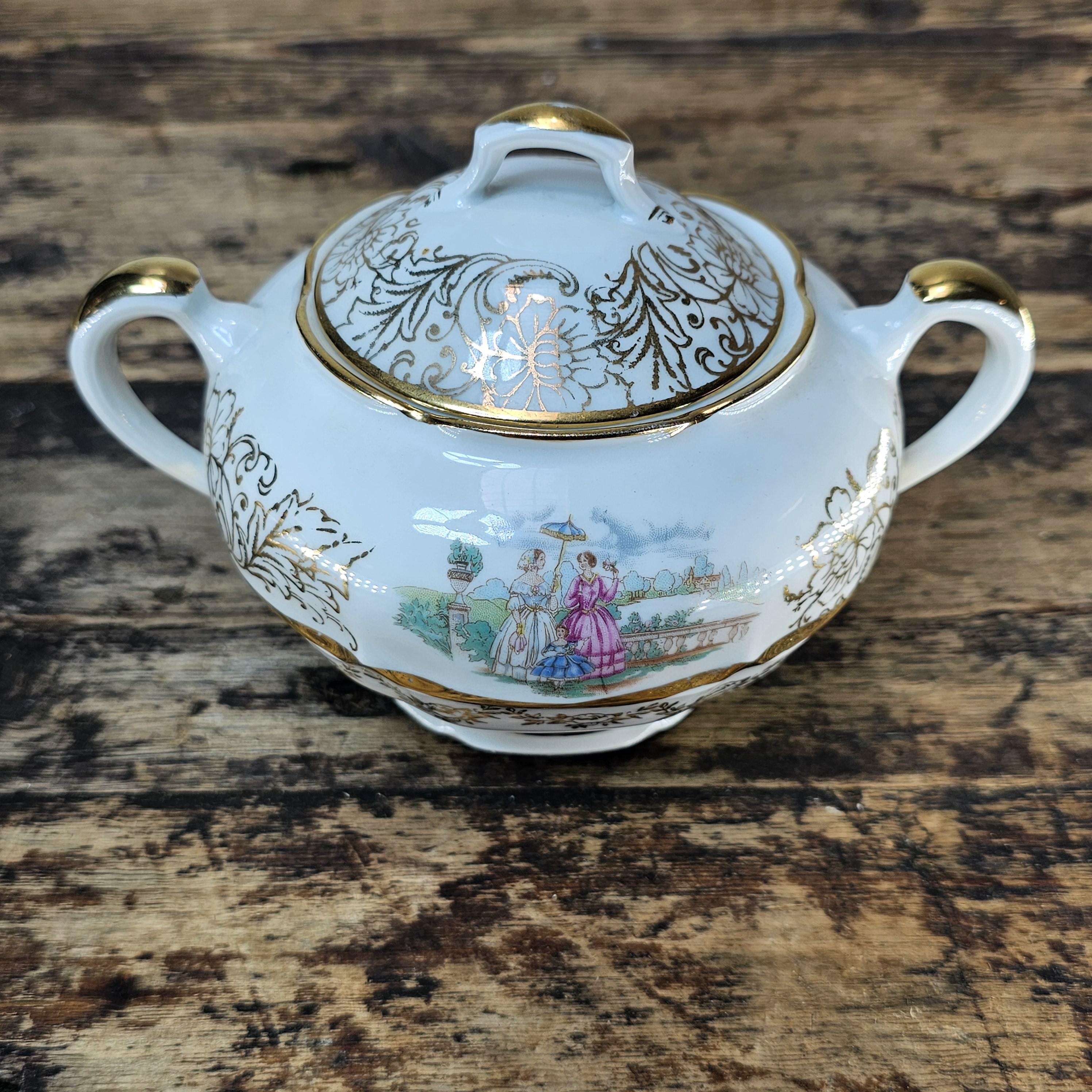 Vintage Haviland Limoges "Noble Ladies" Gold Gilt Tea Set - 5 Pcs