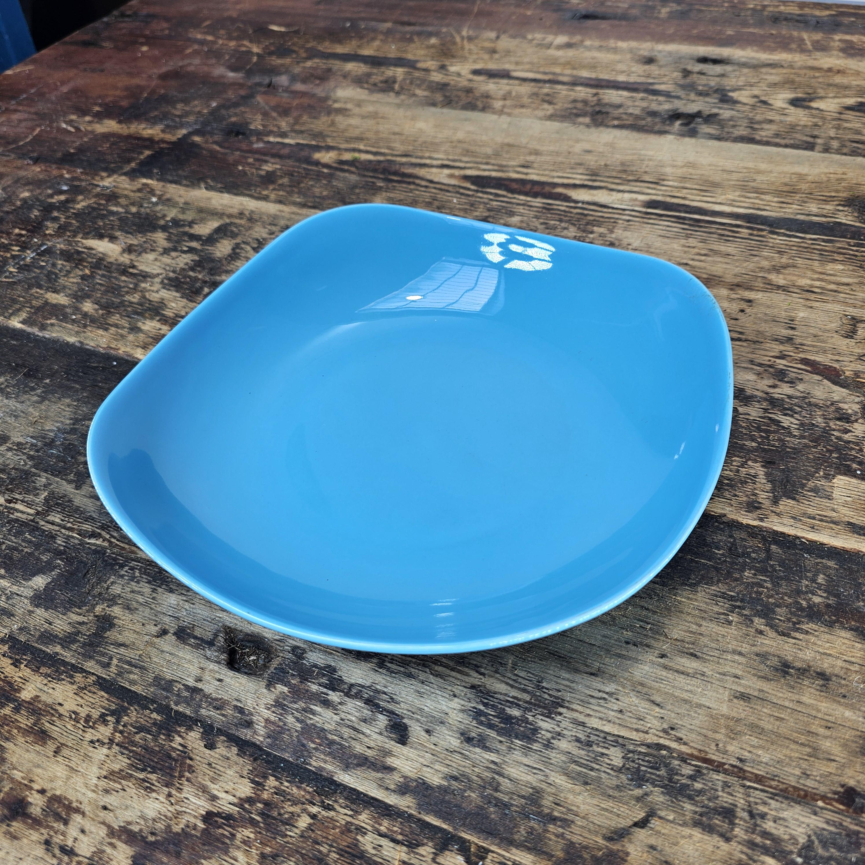 Vintage Pagnossin Italy MCM Blue Square Bowl - 70s/80s Retro Ironstone 8.5"