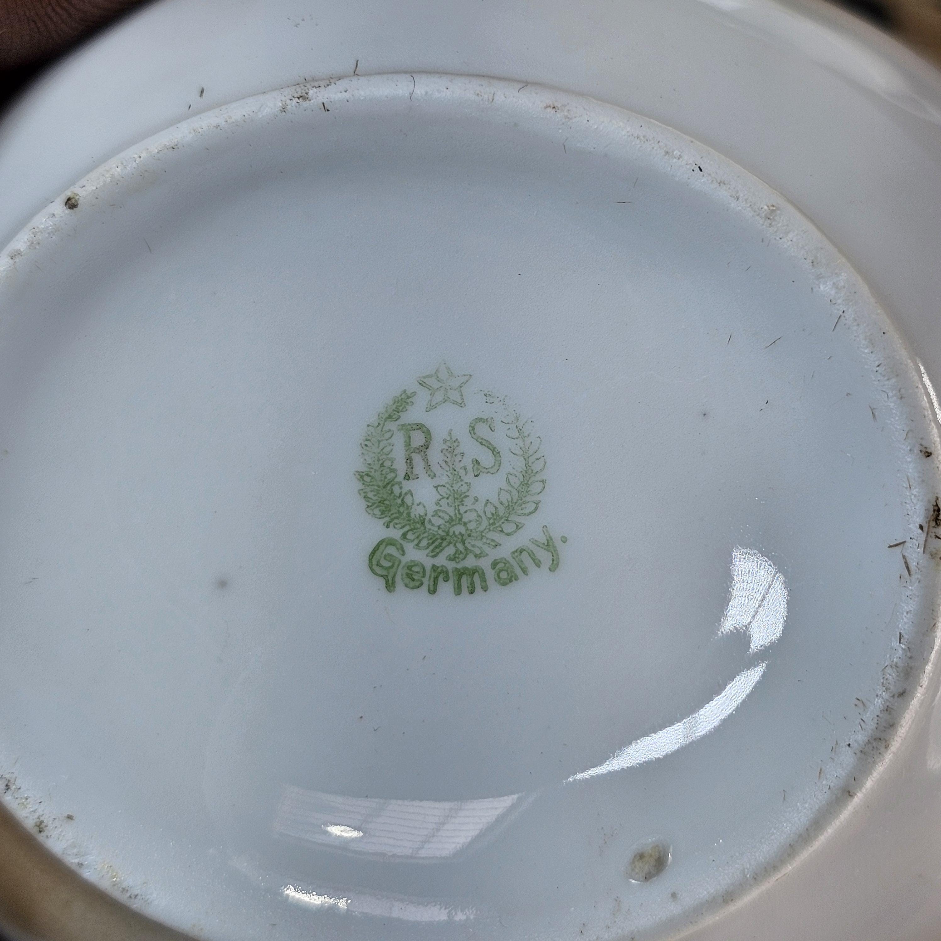 Antique RS Germany Creamer & Sugar Bowl Set - White Lilies, c. 1910s-20s