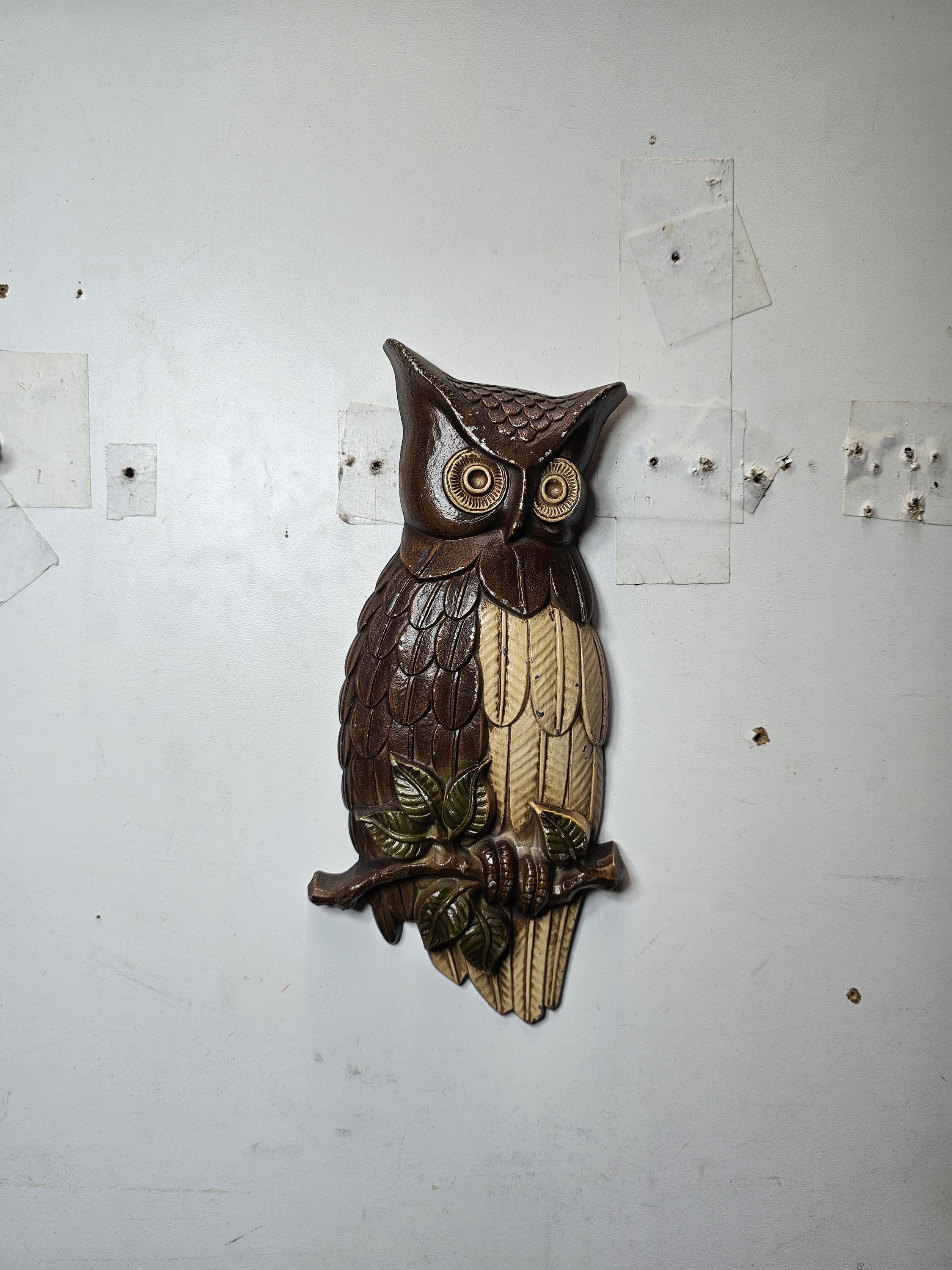 Vintage Sexton Owl Plaques 1969 Cast Aluminum Wall Hanging