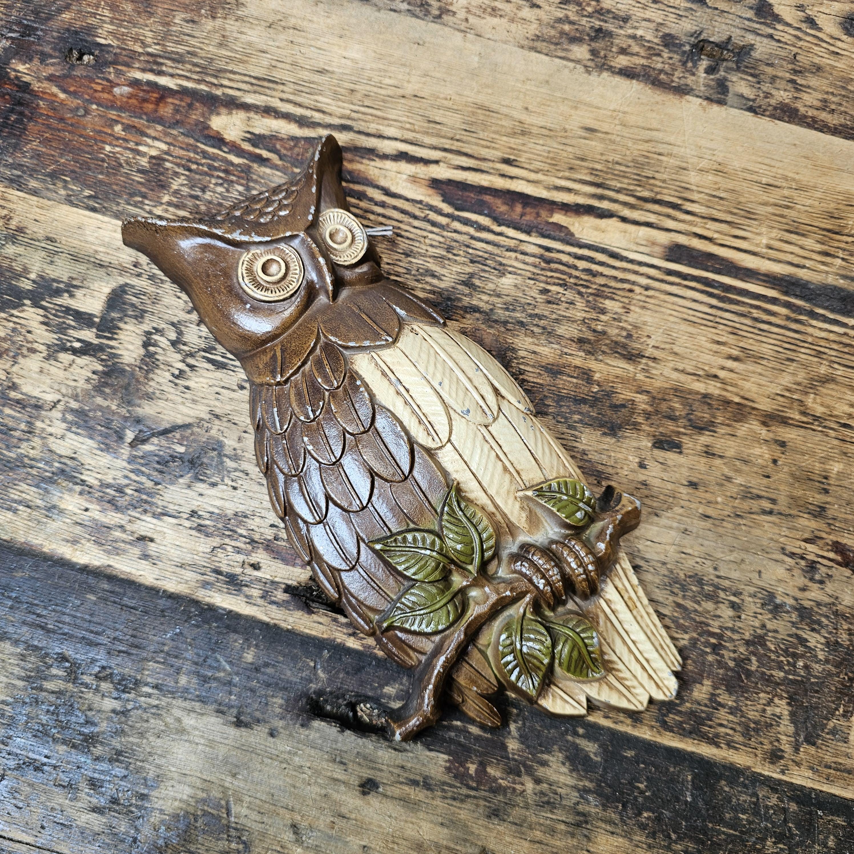 Vintage Sexton Owl Plaques 1969 Cast Aluminum Wall Hanging