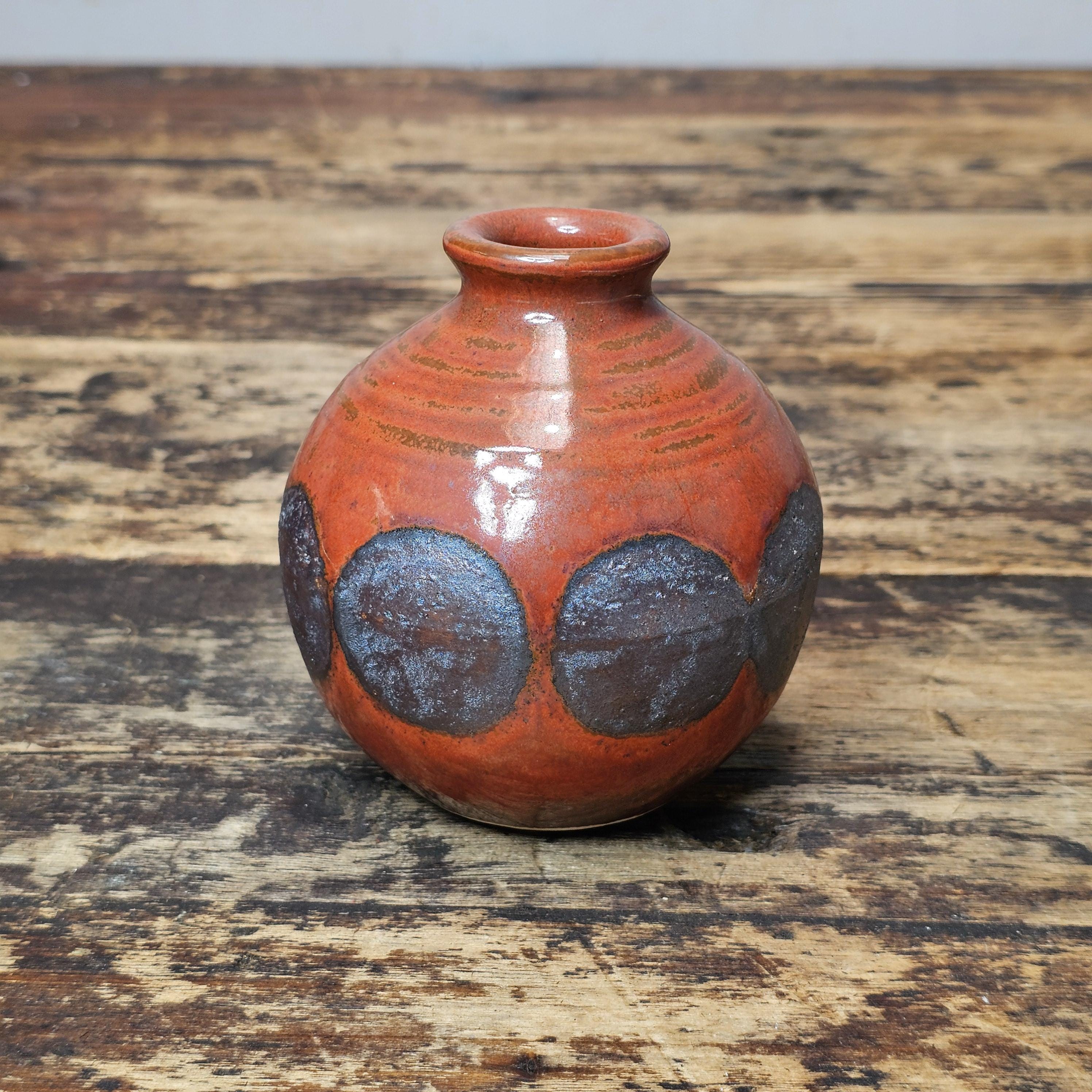 Handmade Studio Pottery Bud Vase 3.5"Dia. x 4"H