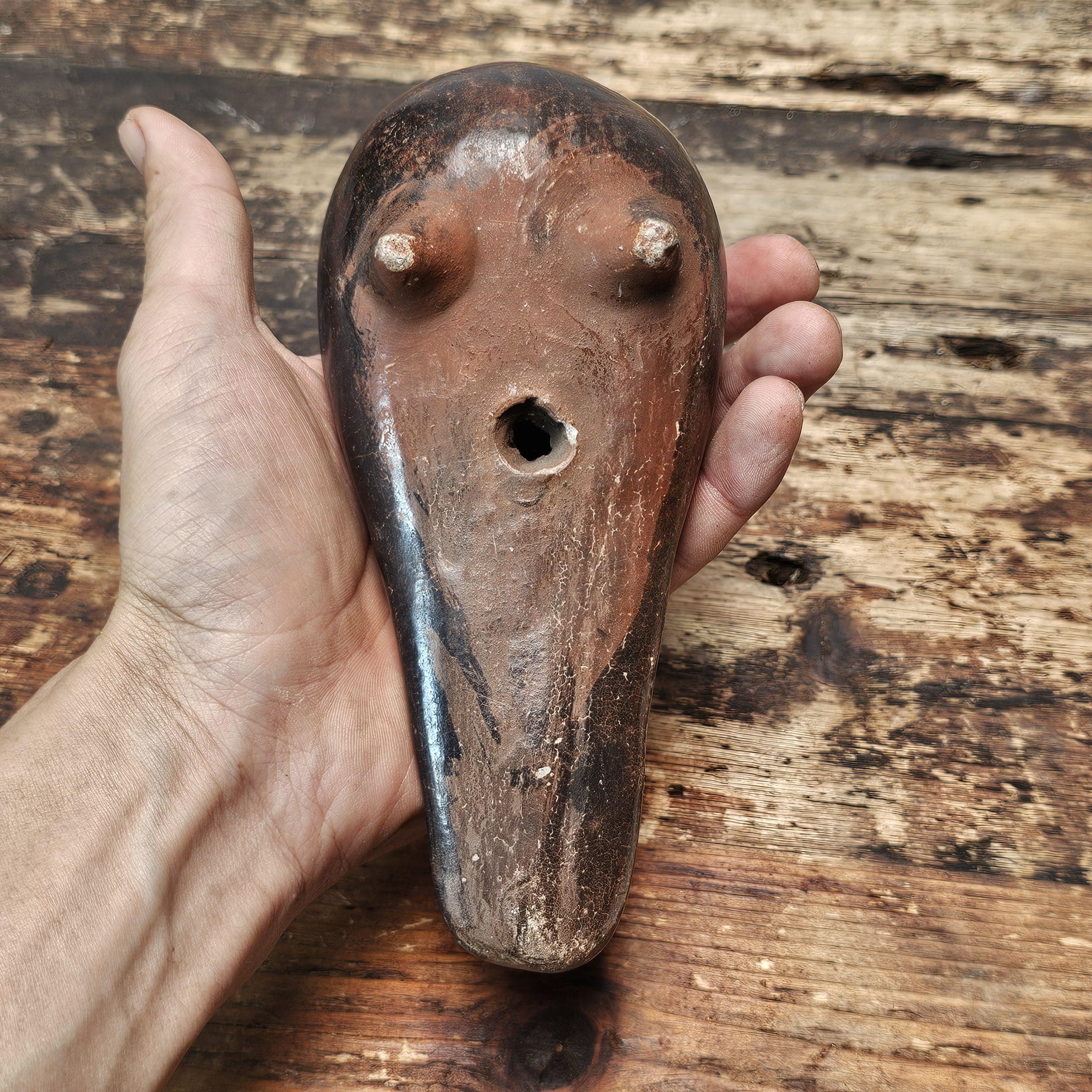 Black Tonalá Sgraffito & Burnished Pottery Bird | Jalisco, Mexico Folk Art 8"L