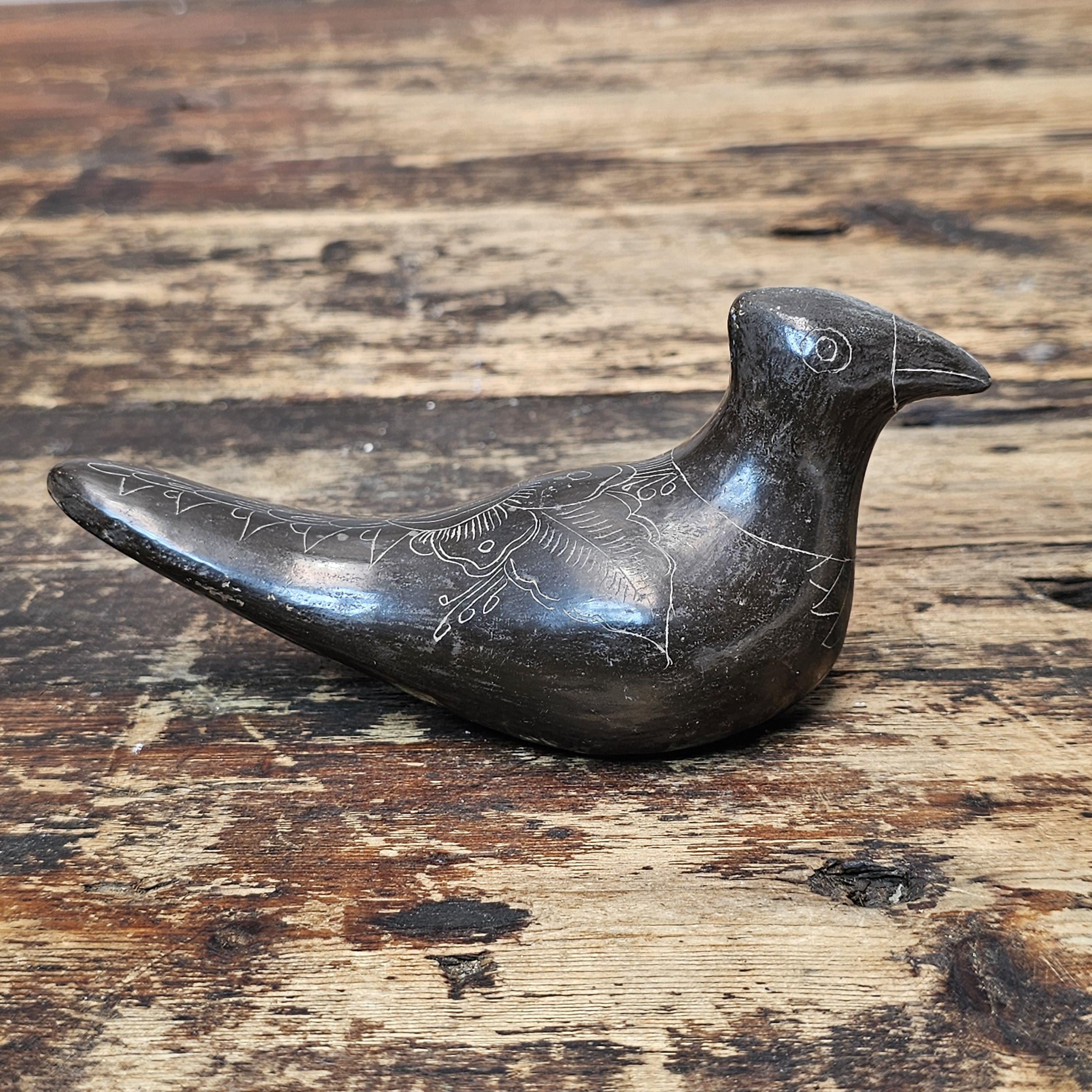 Delicate Tonalá Sgraffito Pottery Bird | Hand-Etched Mexican Folk Art 5.5"L