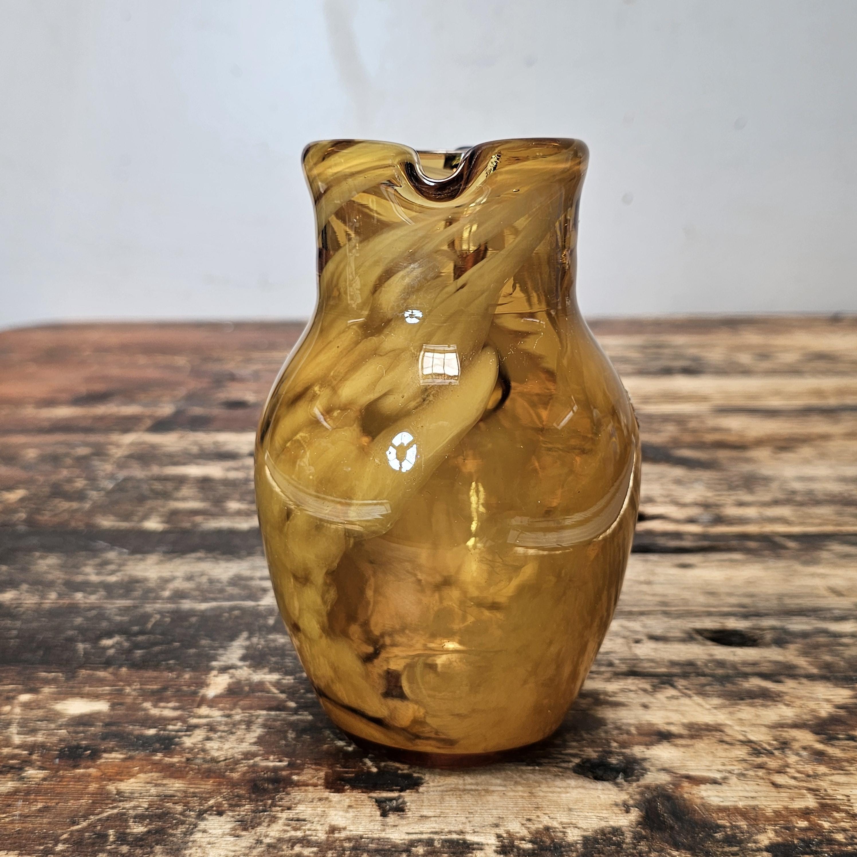 Vintage Rainbow Art Glass Co. "Folded Ribbon" Pitcher Mid-Century USA 6"H