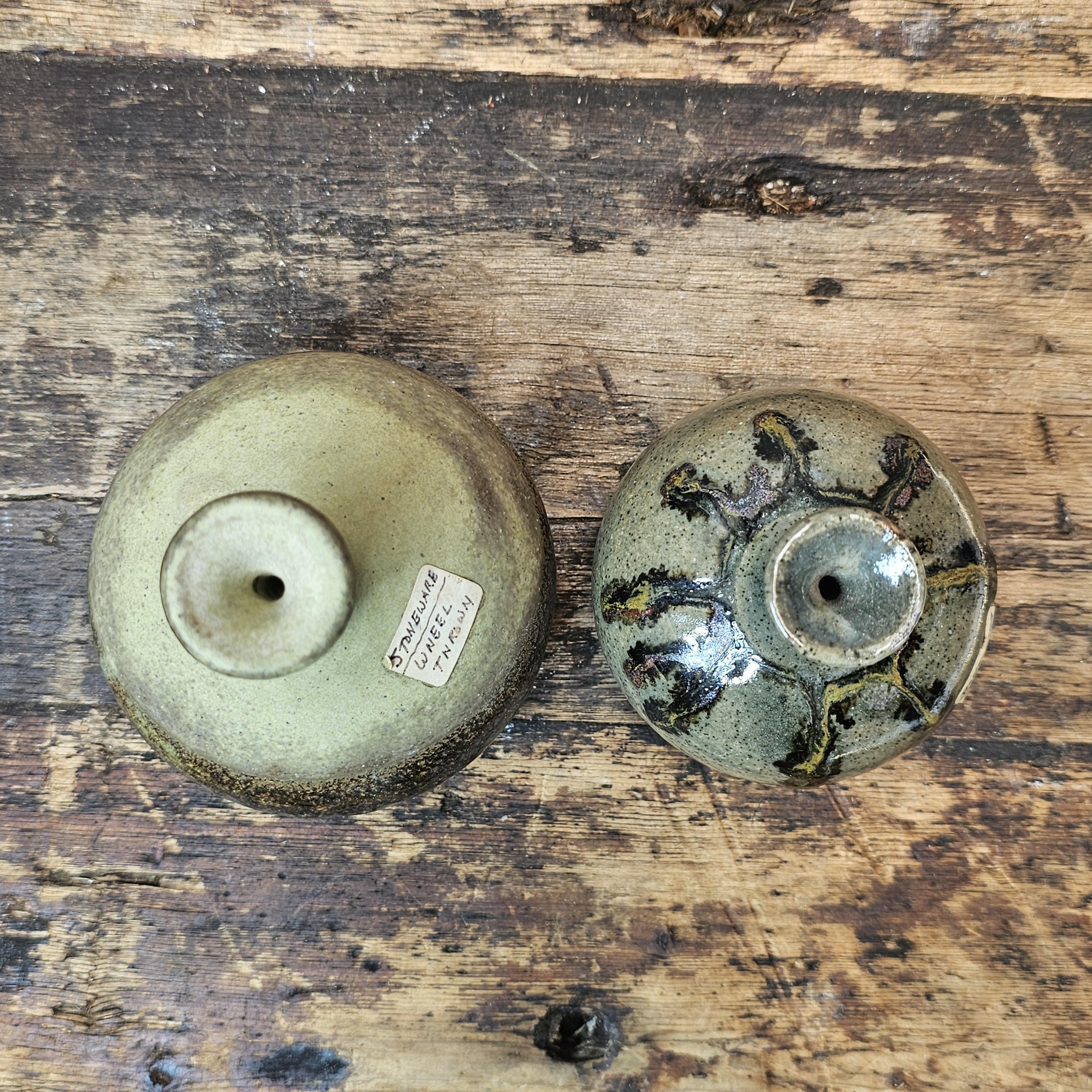 Matched Pair of Vintage Mid-Century Studio Pottery Bud Vases