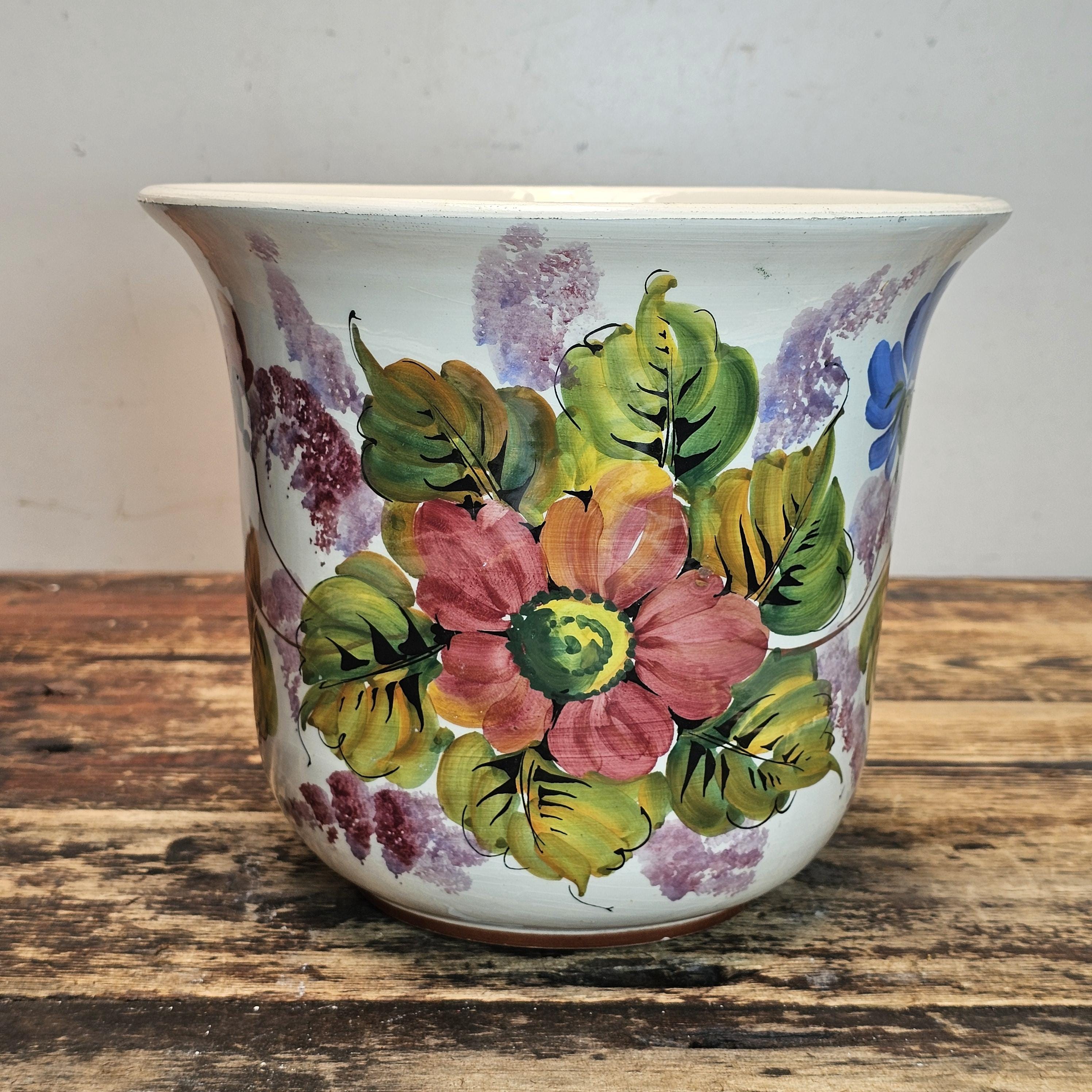 Vintage Bassano Majolica Planter | Hand-Painted in Italy 9"Dia. x 7"H