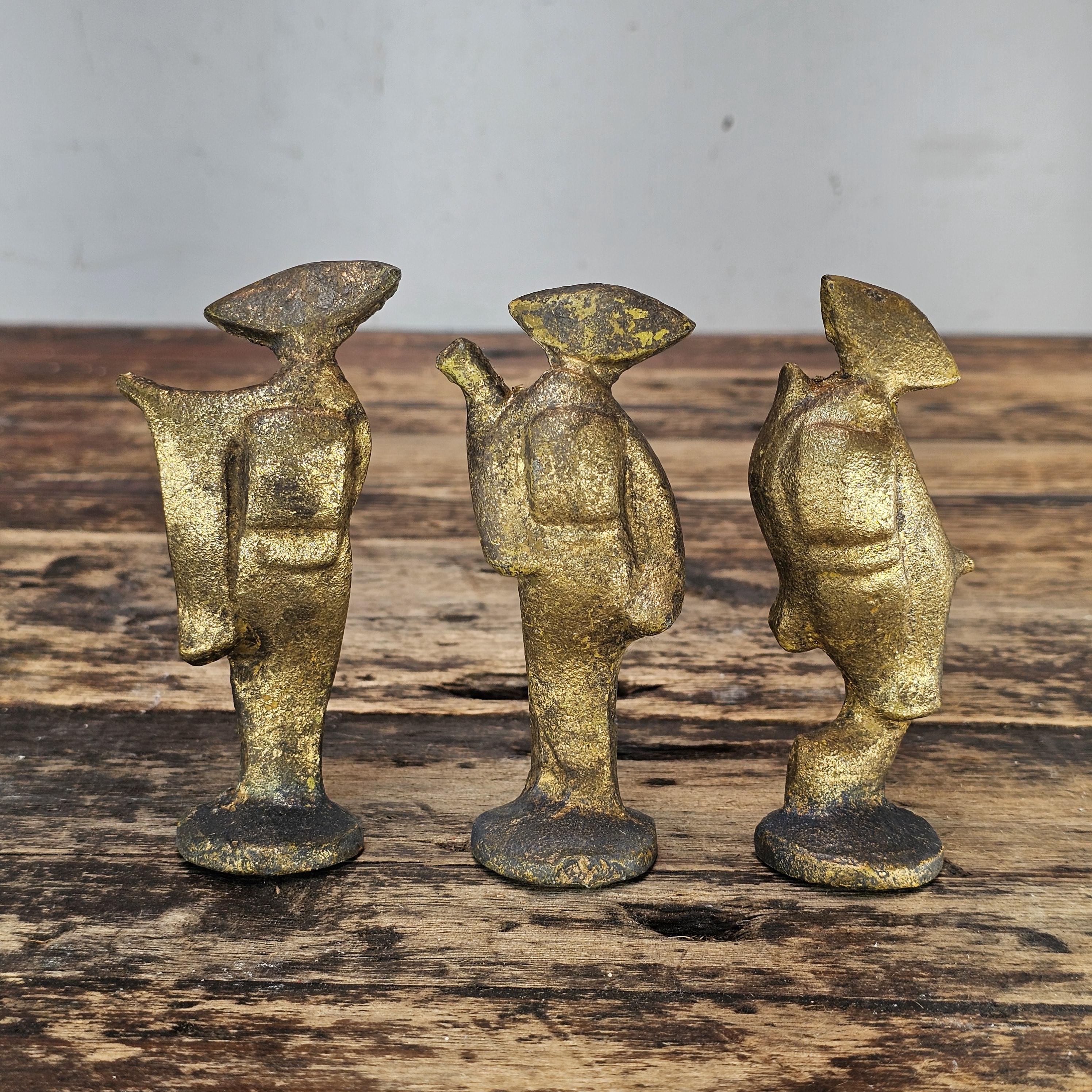 Set of 3 Vintage Japanese Modernist "Awa Odori" Dancer Sculptures