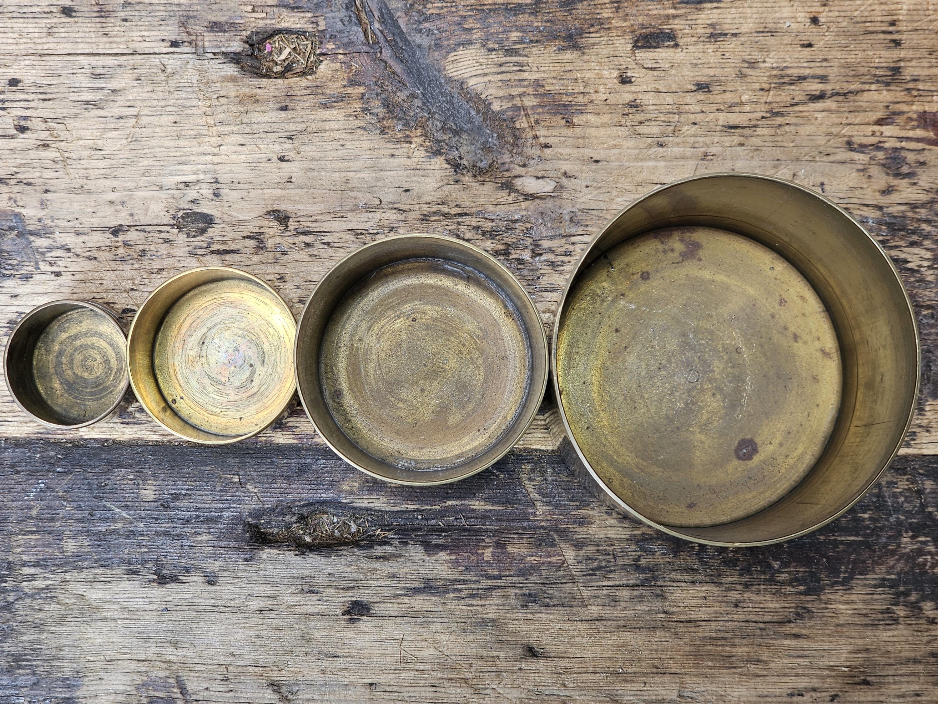 Vintage-Style Brass Canister Set with Wooden Base