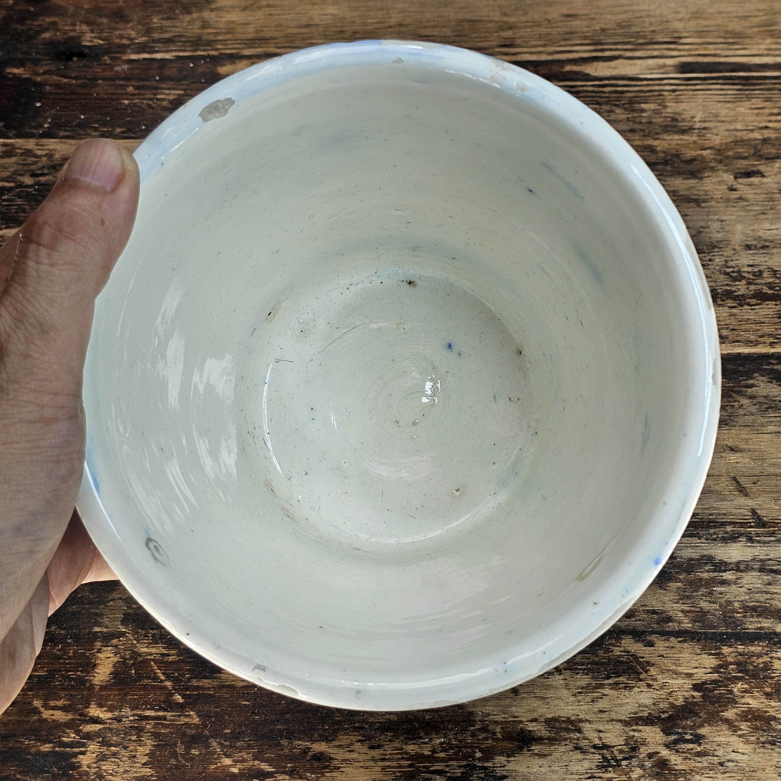 Vintage Spanish Talavera Pottery Planter | Blue & White Hand-Painted