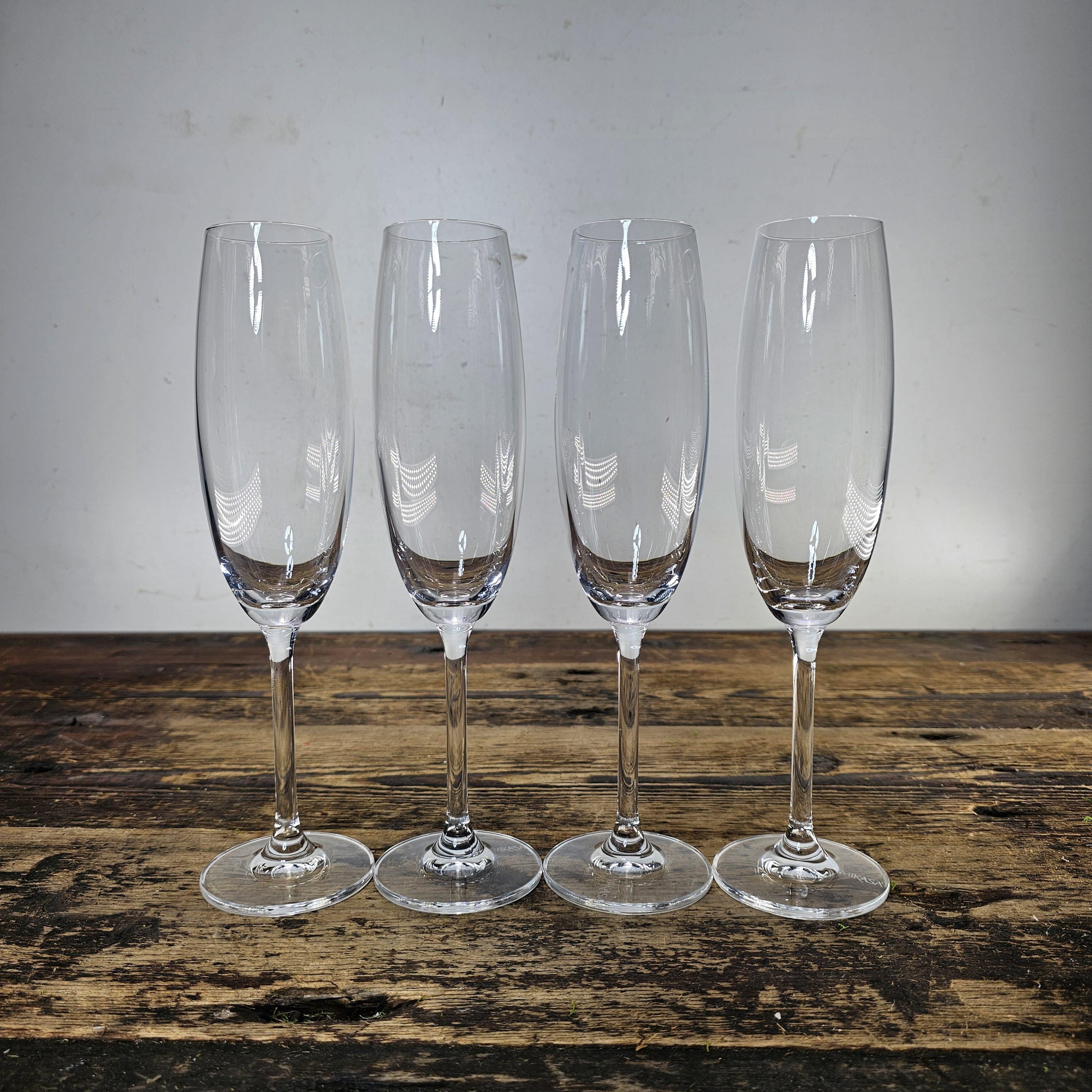 Beautiful Set of 4 MIKASA Crystal Champagne Flutes 9.5"H