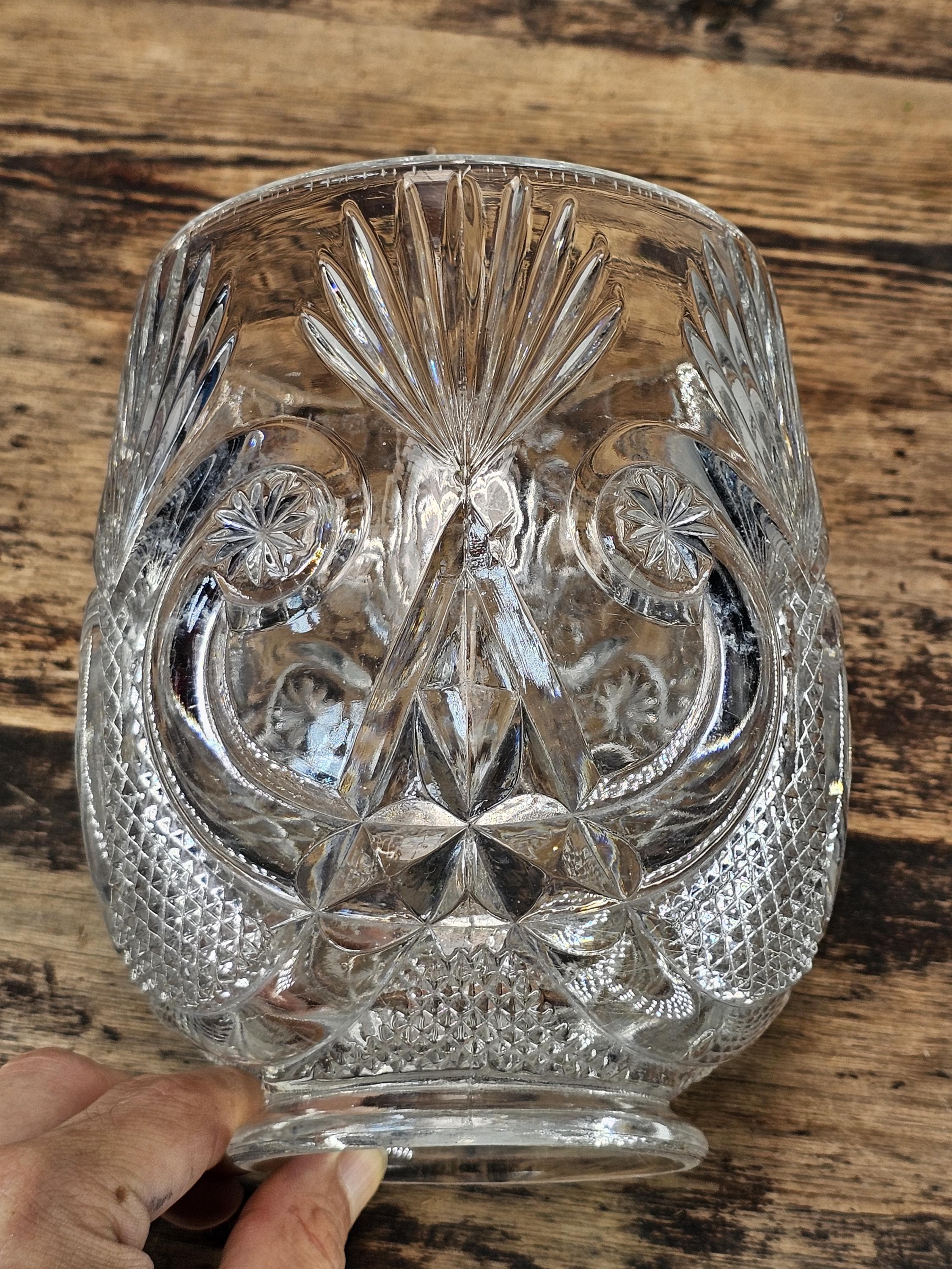 Antique EAPG Pressed Glass Biscuit Barrel / Candy Jar 9.5"H