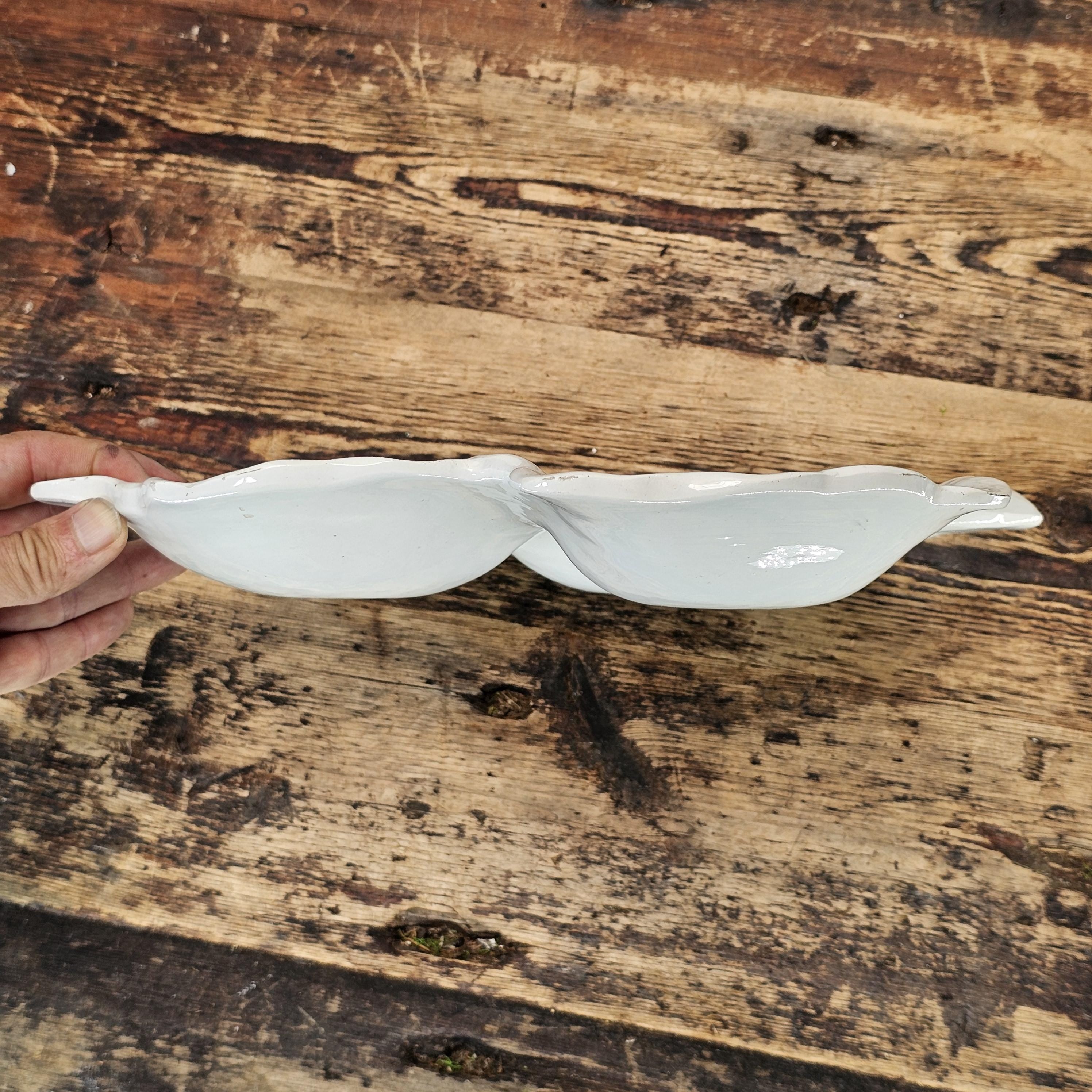 Vintage Italian Hand-Painted Ceramic Leaf Serving Dish