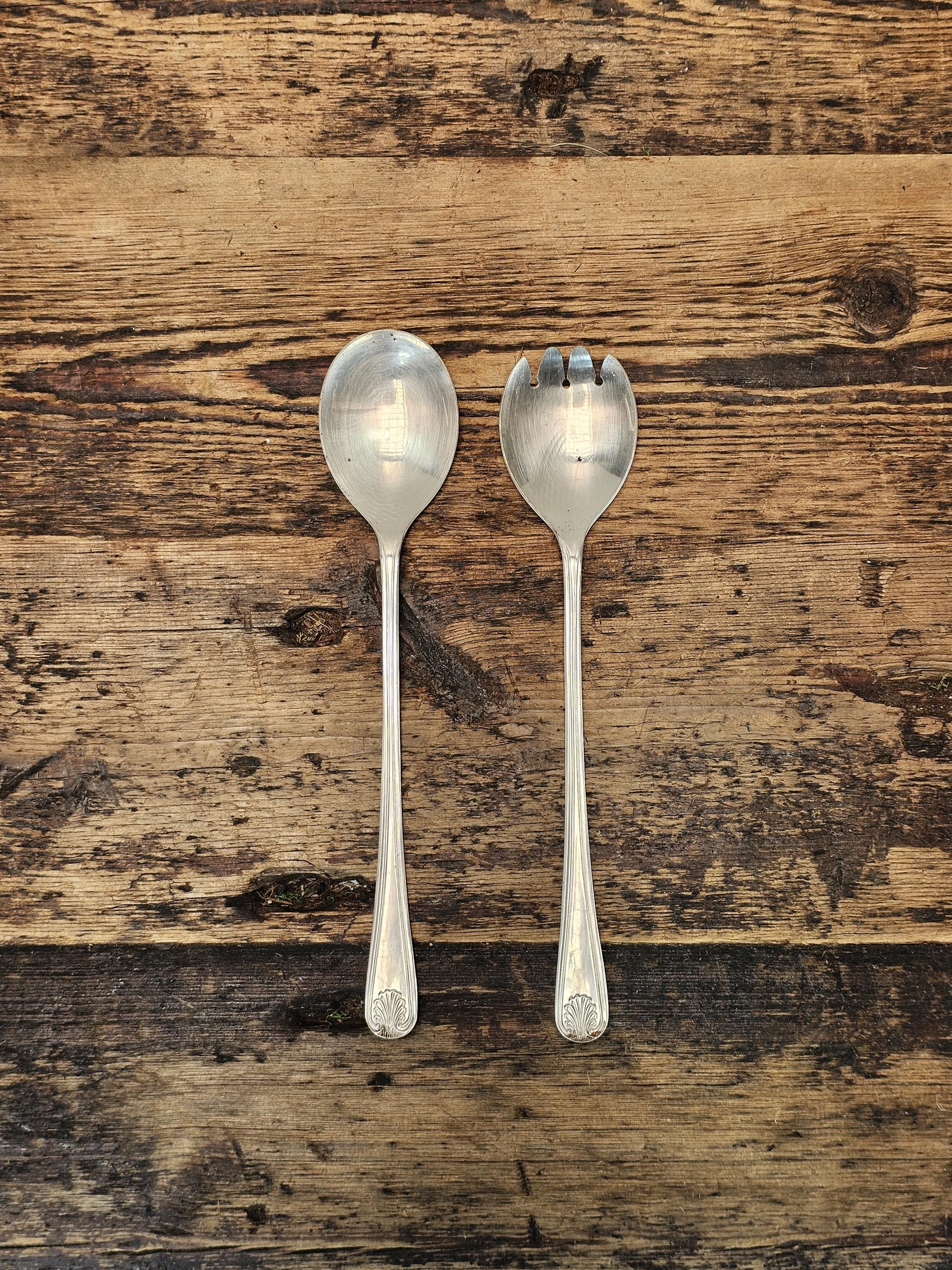 Vintage 1960s Salad Server Set by William Adams of Sheffield 9.25"