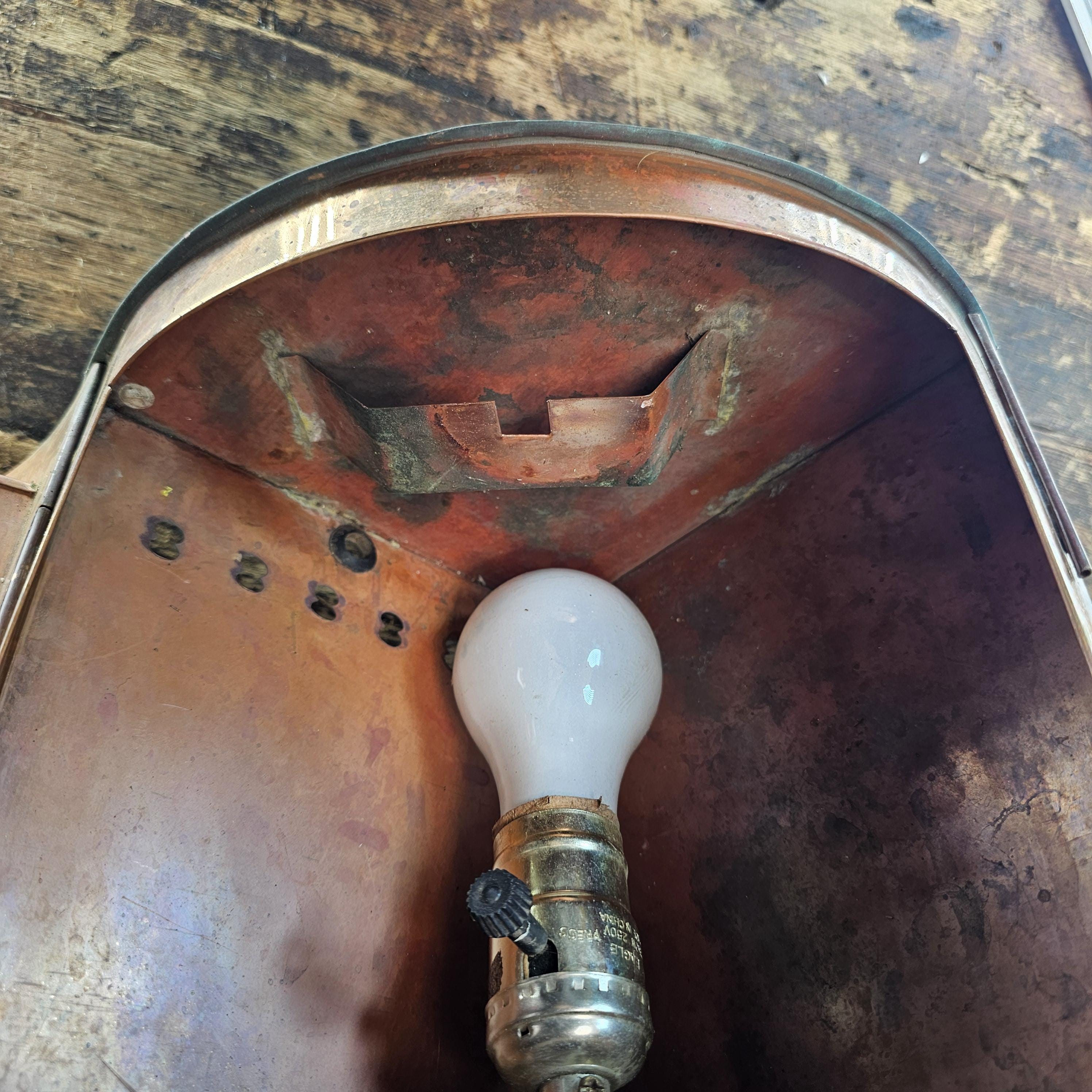 Authentic Vintage USA Copper Marine Lamps - Set of 2 Red/Green Ship Lights