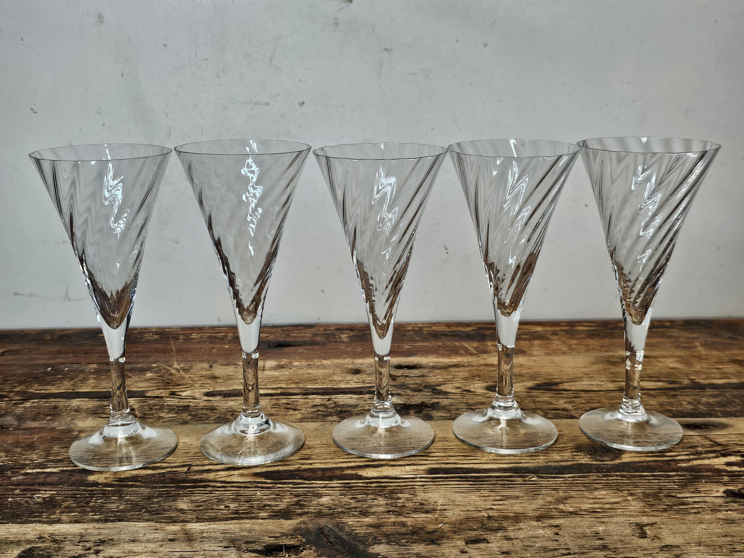 Set of 5 Orrefors "Helena" Crystal Wine Glasses