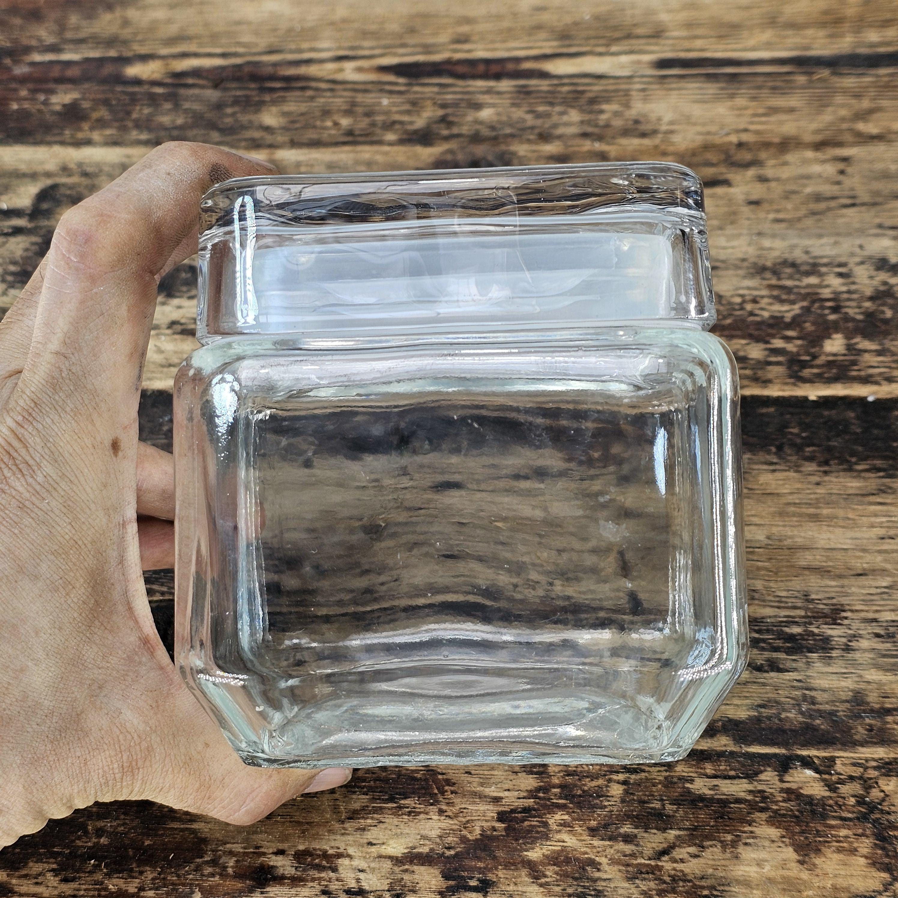 Vintage American-Made Square Glass Canister / Kitchen Storage Jar with Seal