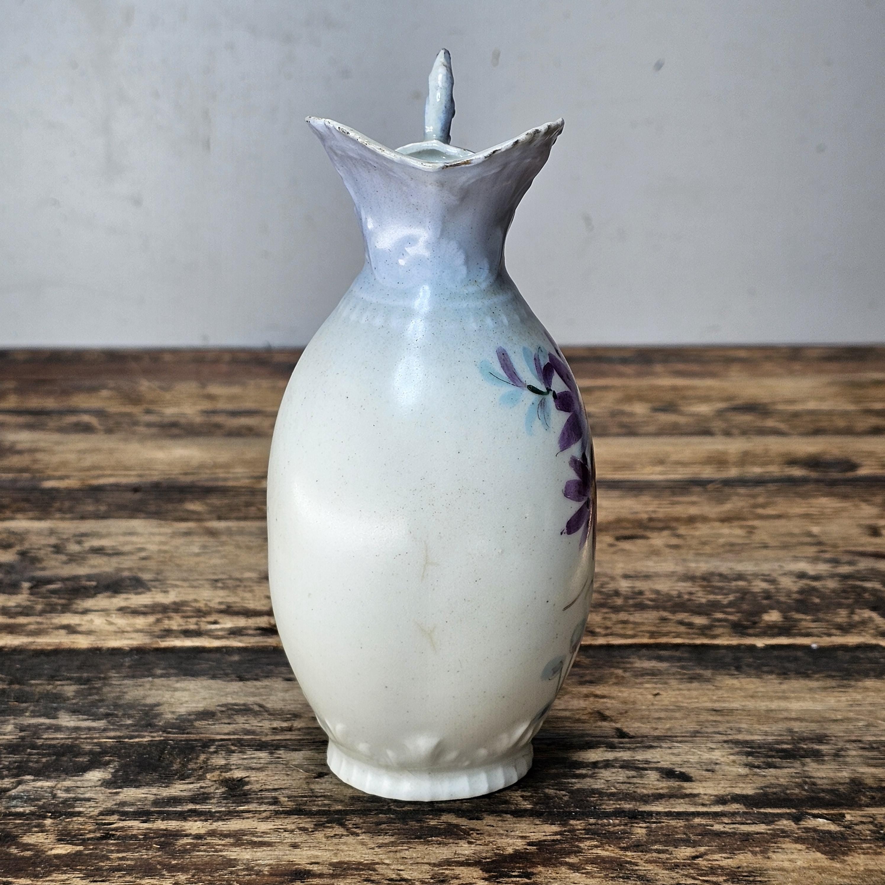 Antique Art Nouveau Floral Pitcher / Ewer, Made in Austria 6.25"H