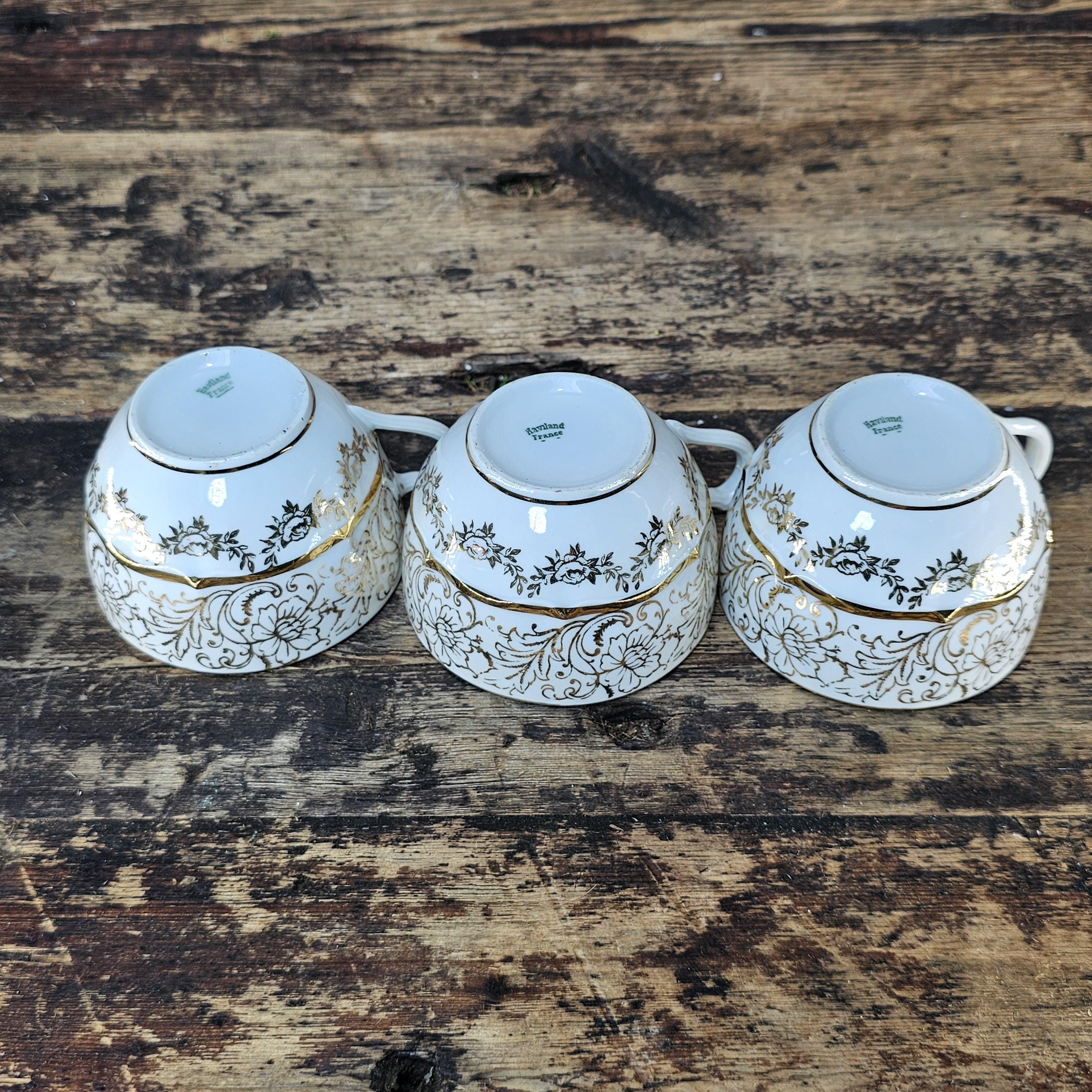 Vintage Haviland Limoges "Noble Ladies" Gold Gilt Tea Set - 5 Pcs