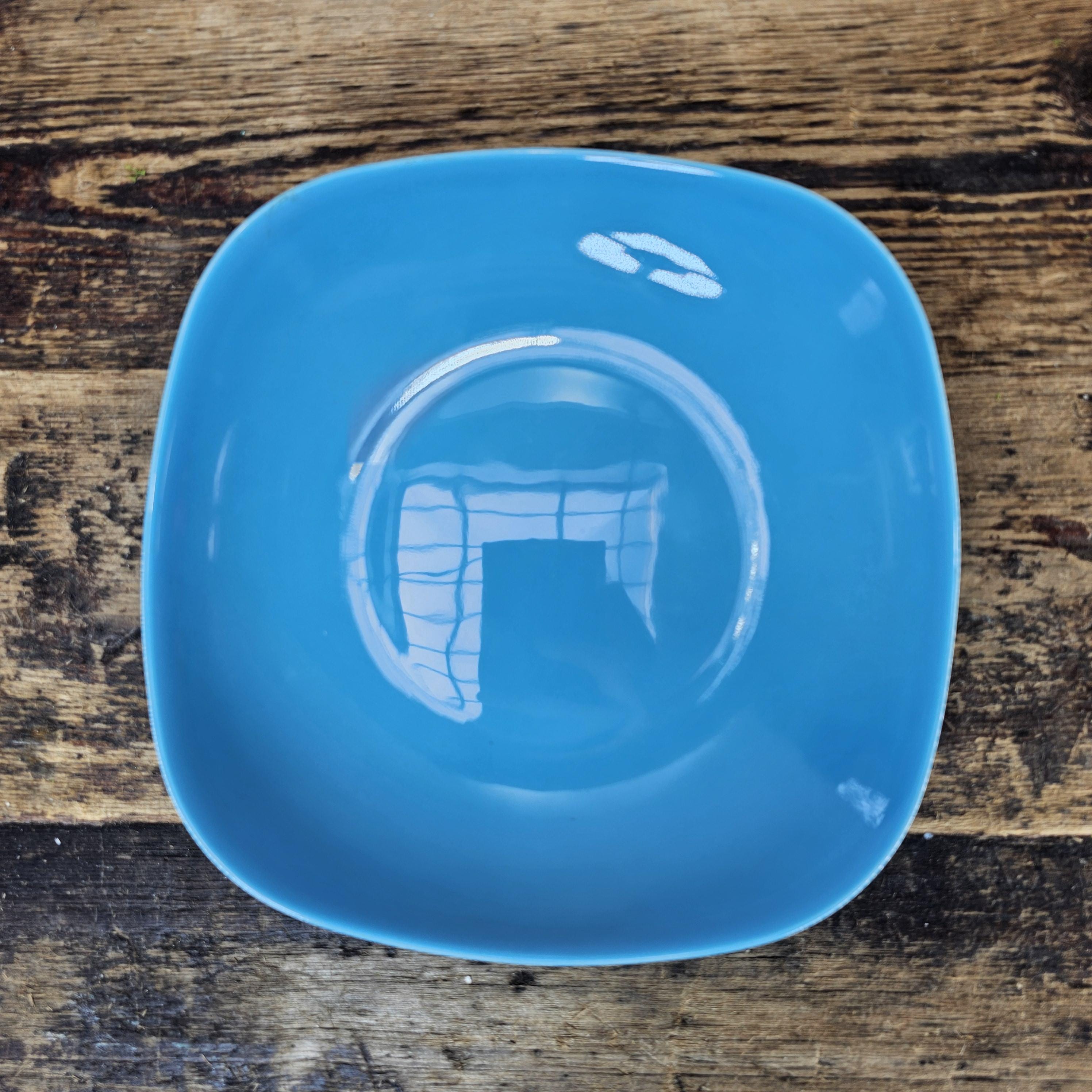 Vintage Pagnossin Italy MCM Blue Square Bowl - 70s/80s Retro Ironstone 8.5"