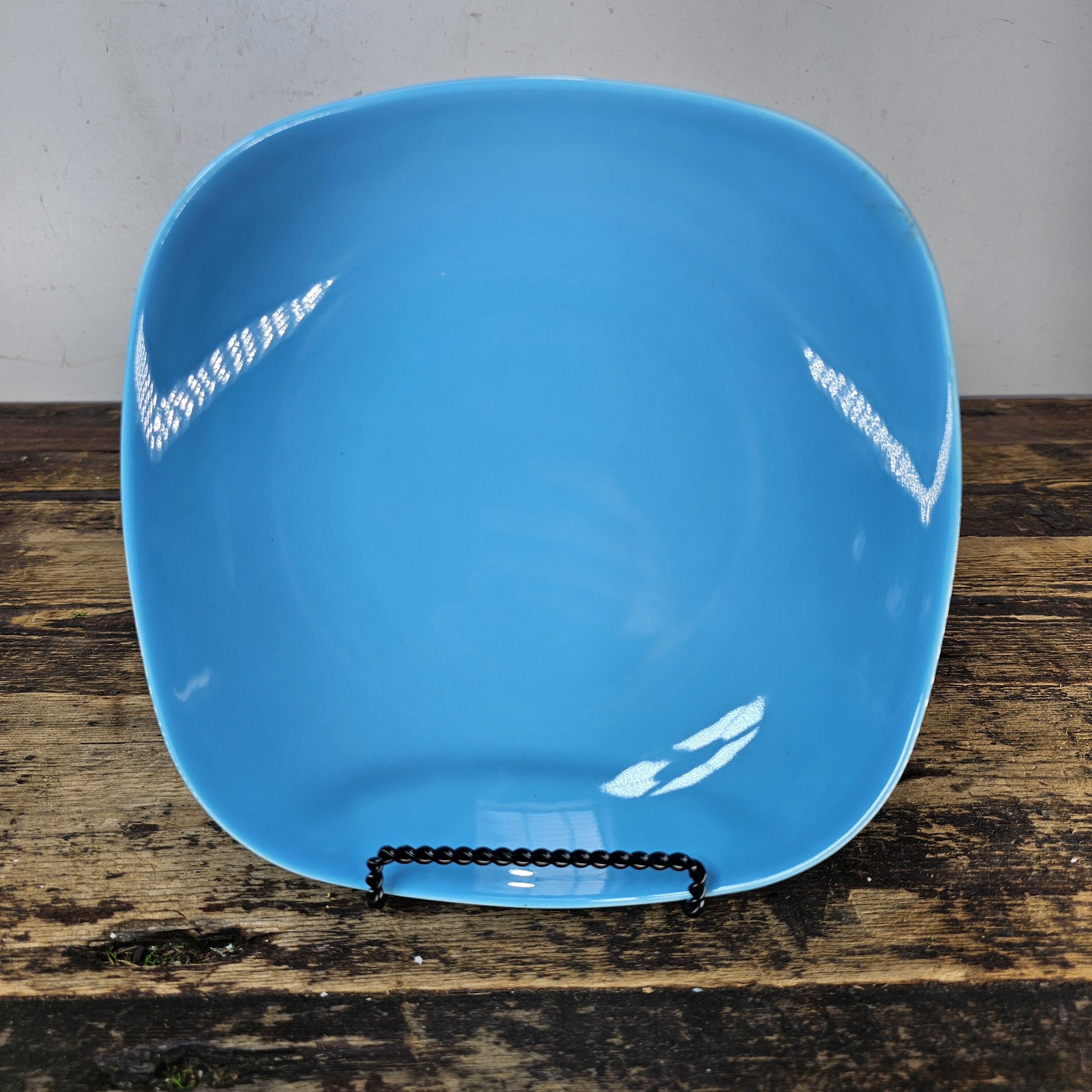 Vintage Pagnossin Italy MCM Blue Square Bowl - 70s/80s Retro Ironstone 8.5"