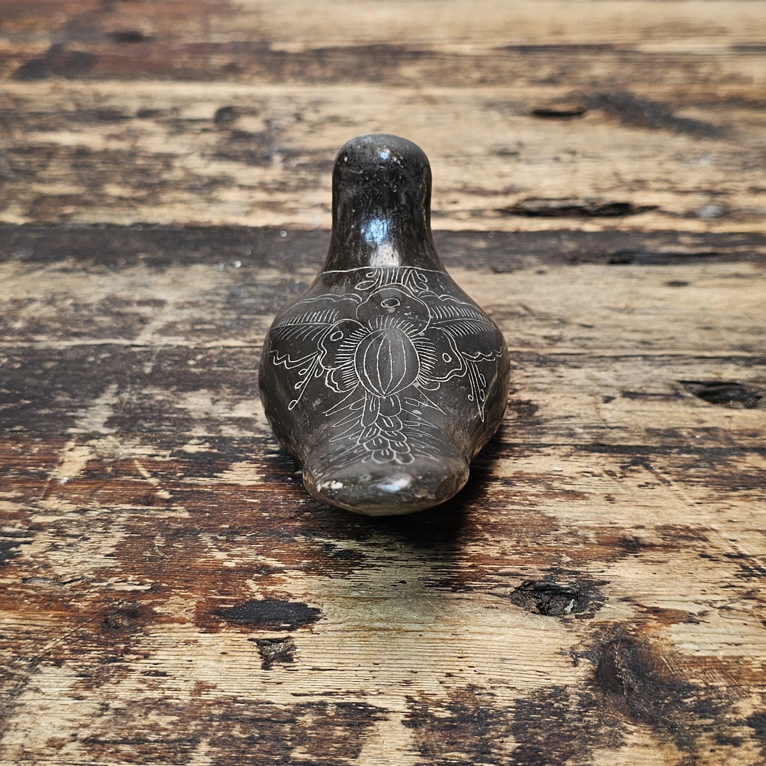 Delicate Tonalá Sgraffito Pottery Bird | Hand-Etched Mexican Folk Art 5.5"L