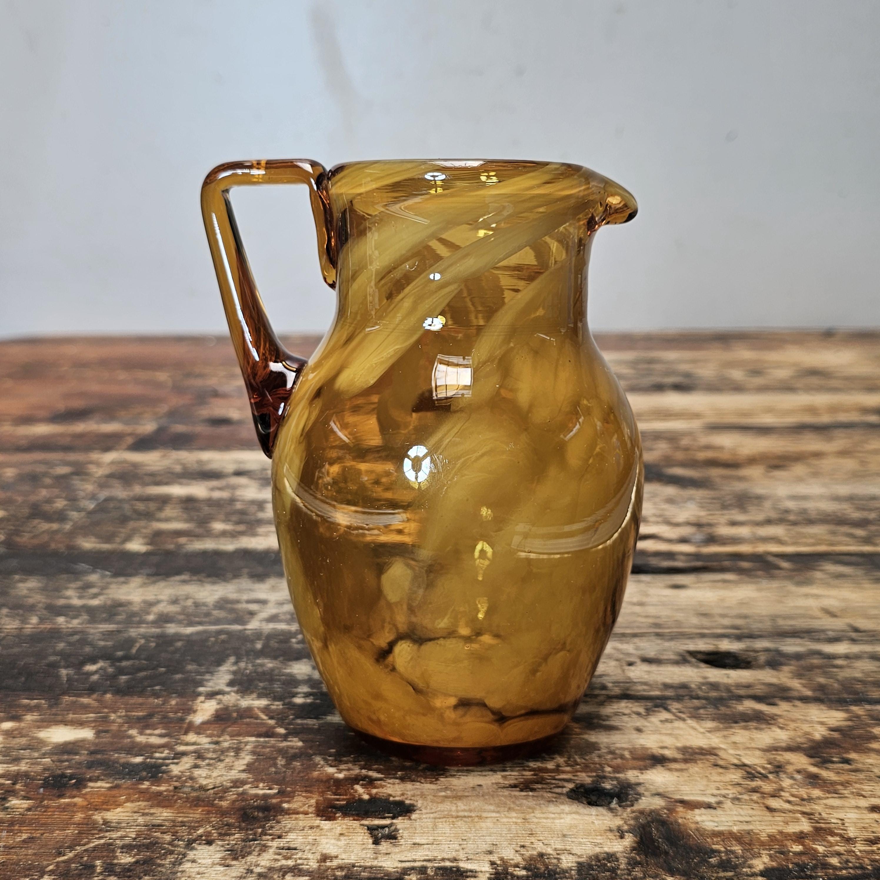 Vintage Rainbow Art Glass Co. "Folded Ribbon" Pitcher Mid-Century USA 6"H