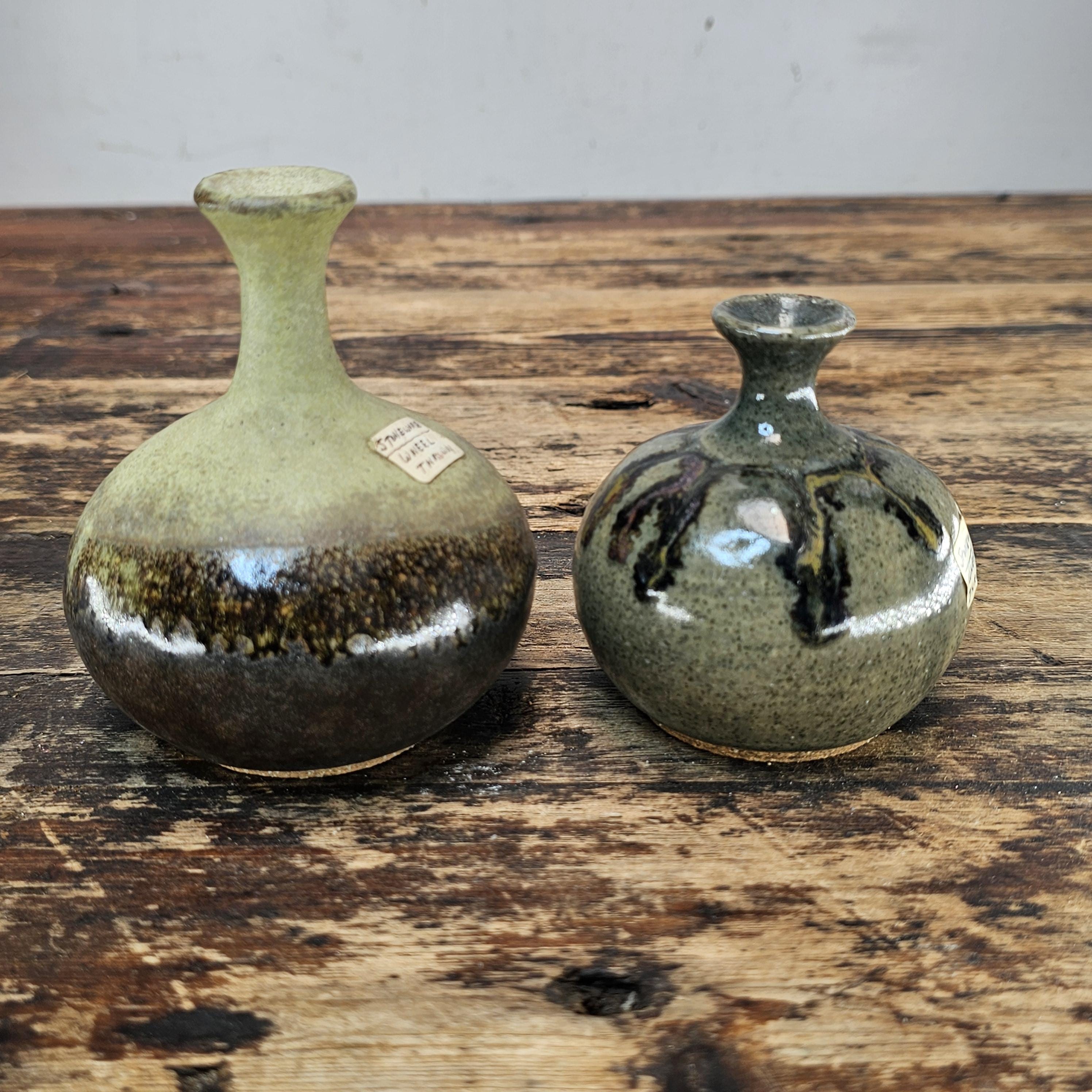 Matched Pair of Vintage Mid-Century Studio Pottery Bud Vases
