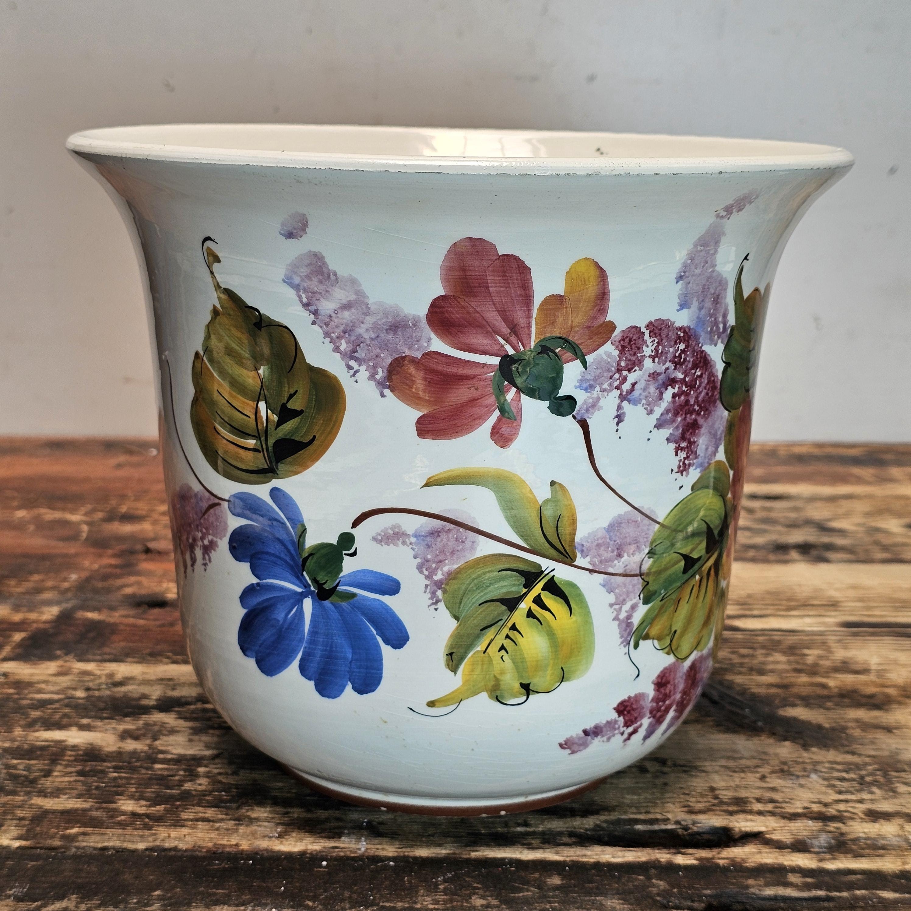 Vintage Bassano Majolica Planter | Hand-Painted in Italy 9"Dia. x 7"H