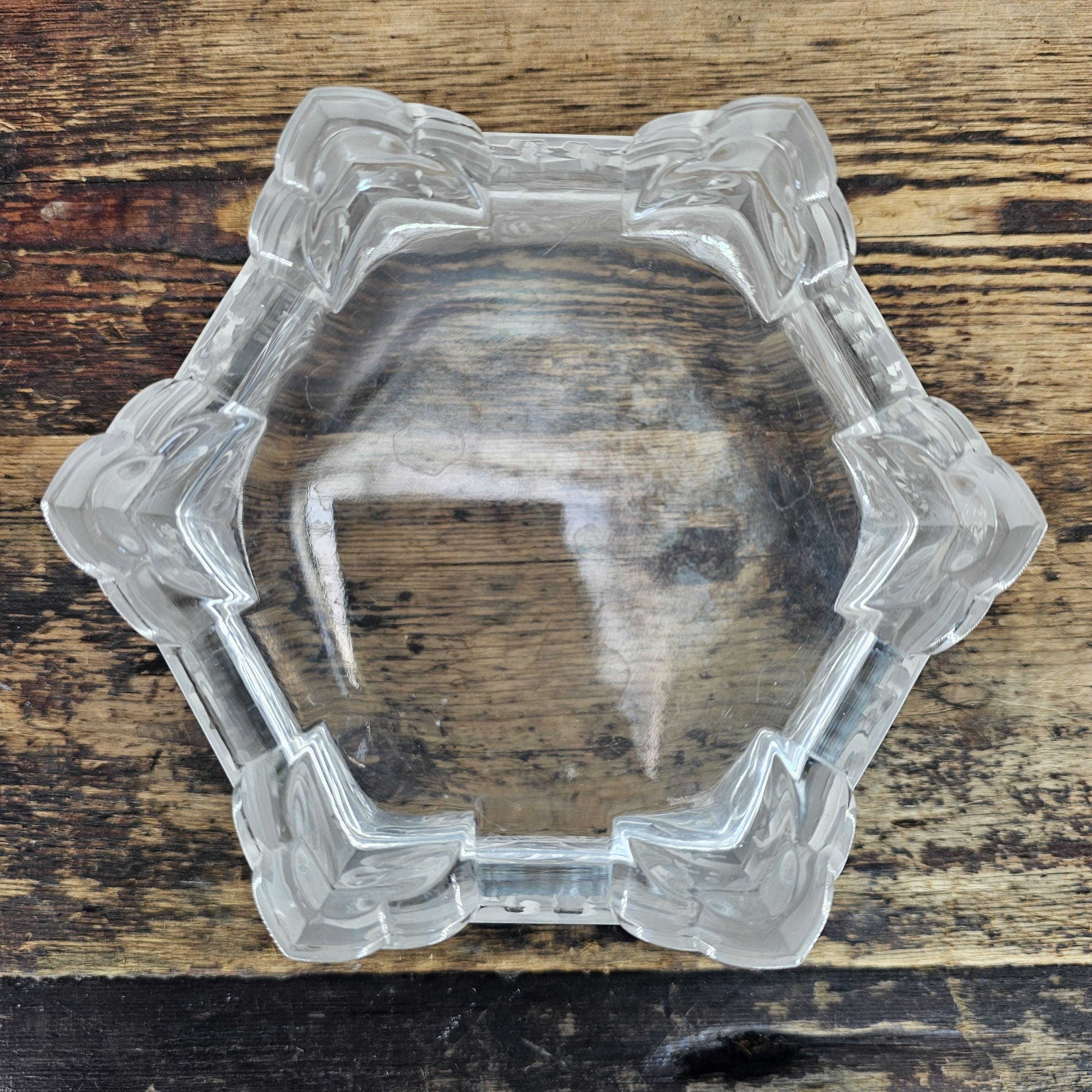 Vintage Verlys America Art Deco Hexagonal Glass Planter / Flower Bowl