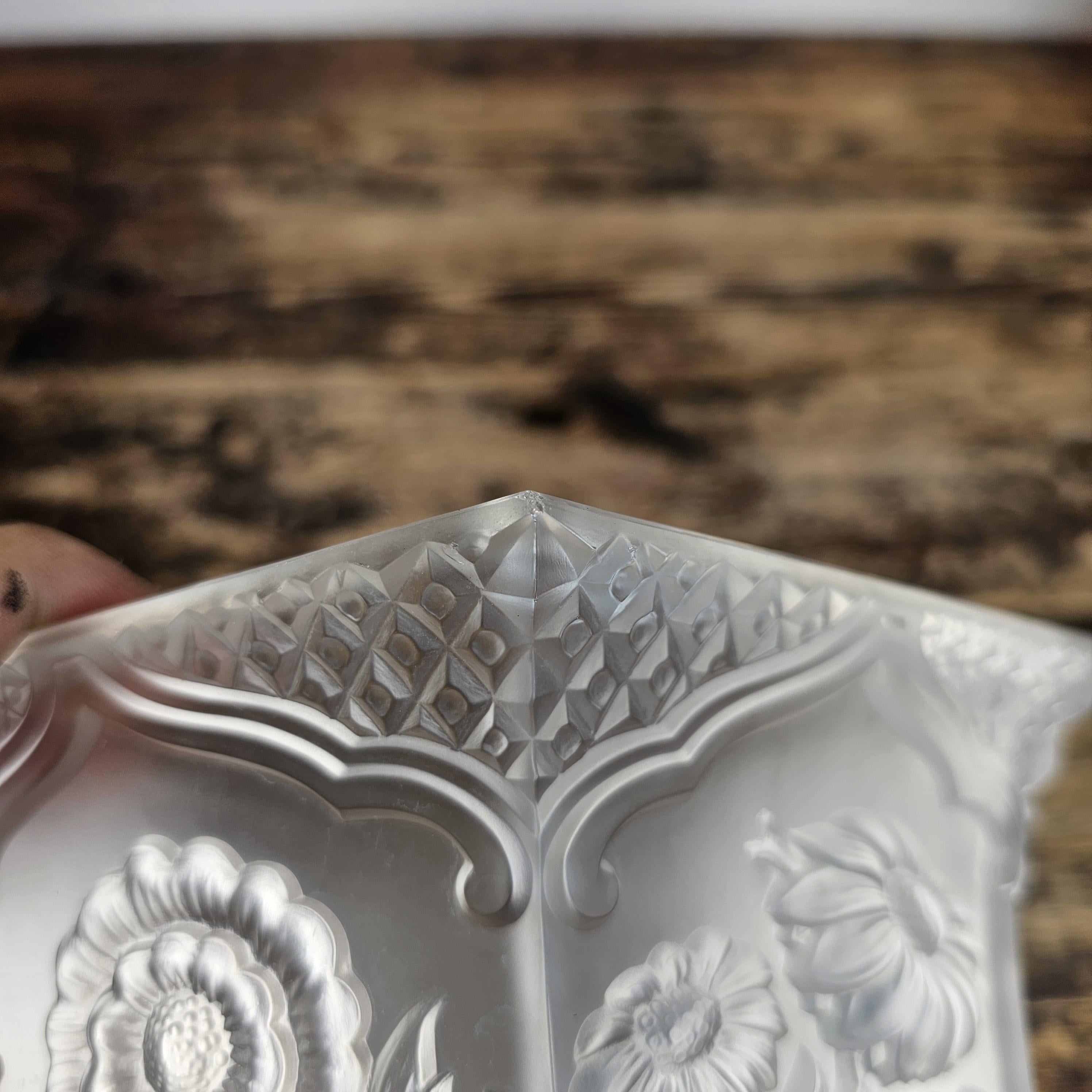 Vintage Verlys America Art Deco Hexagonal Glass Planter / Flower Bowl