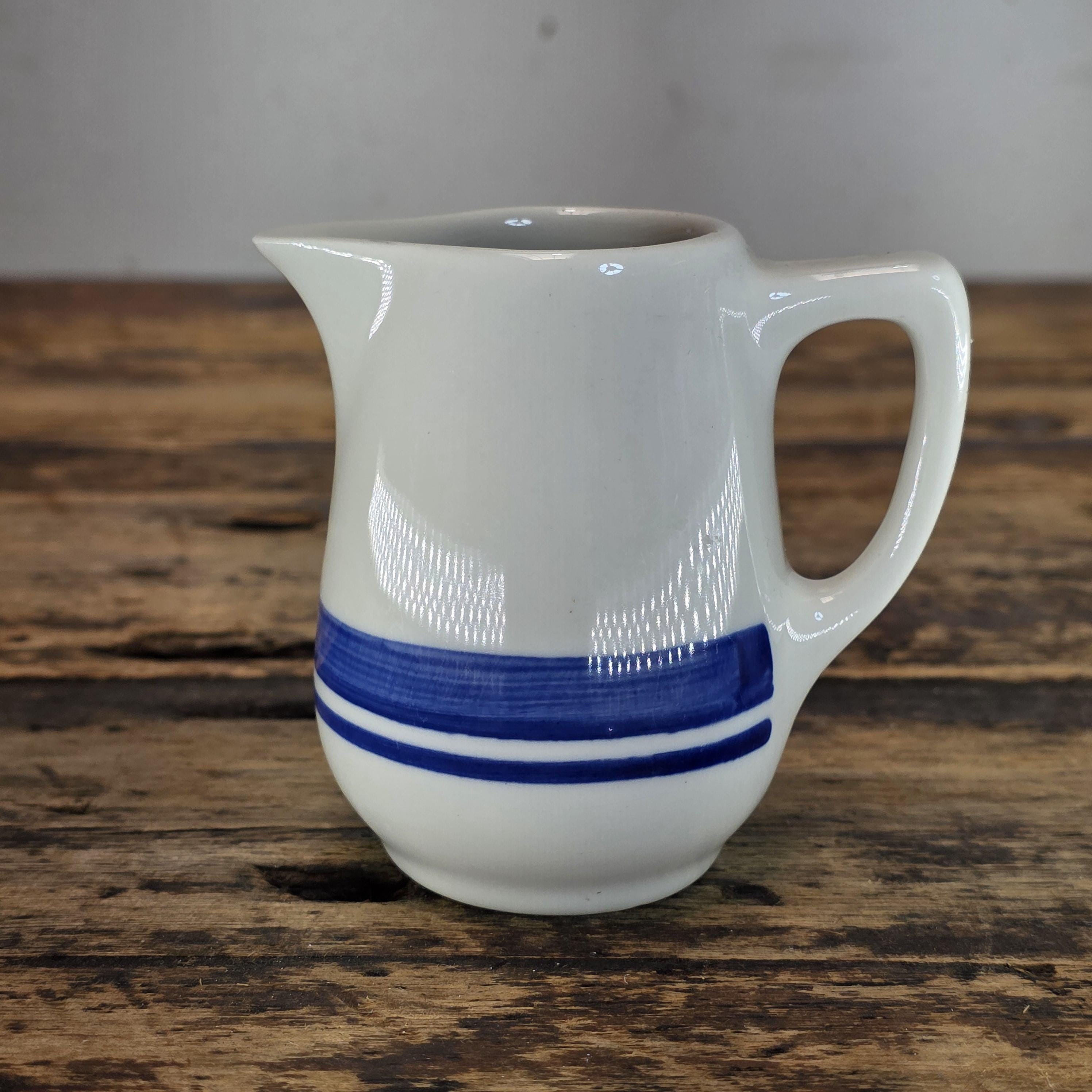 Vintage Lamberton Sterling China Restaurant Ware Creamer - Blue Bands, USA