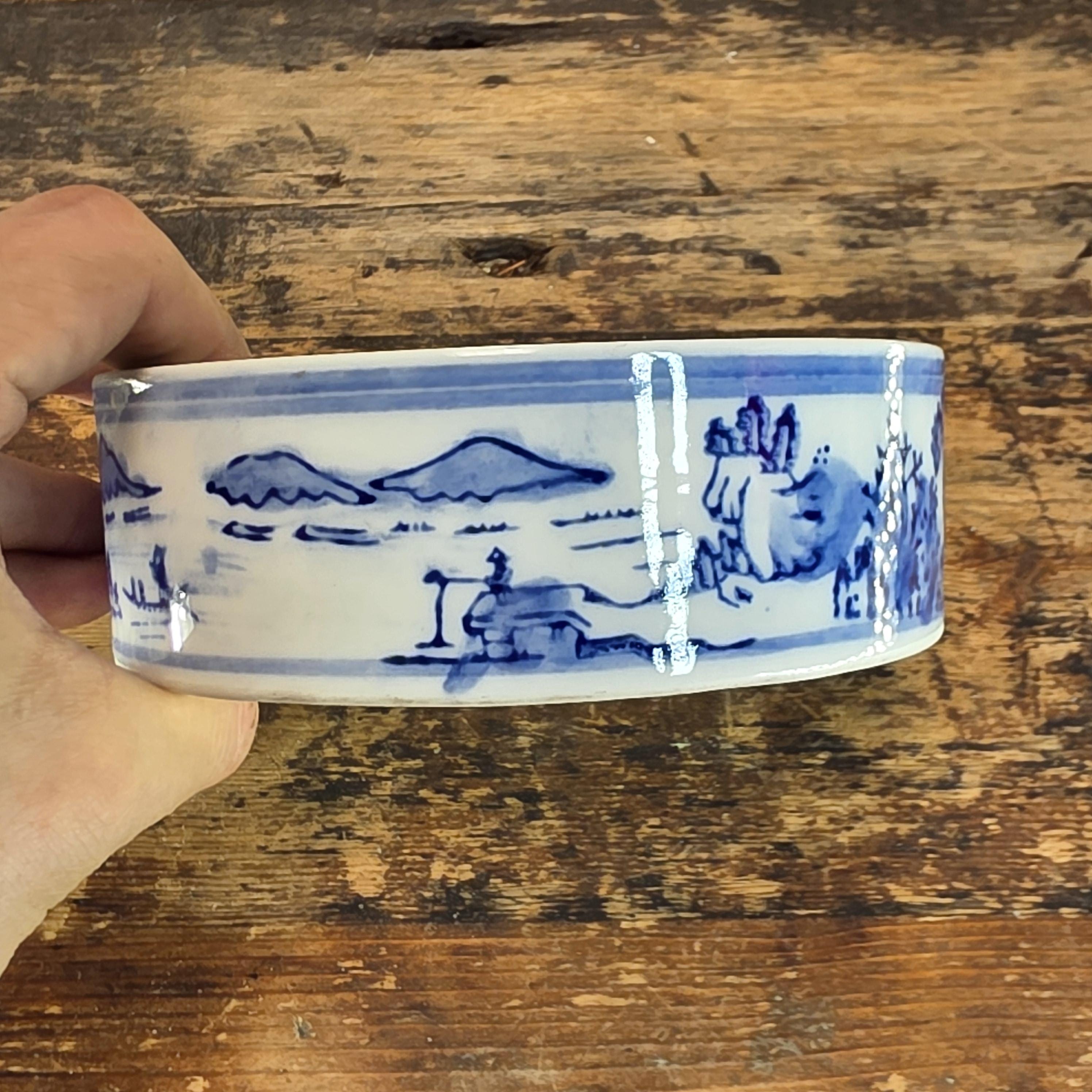 Vintage Chinese Porcelain Brush Washer / Narcissus Planter / Wine Coaster